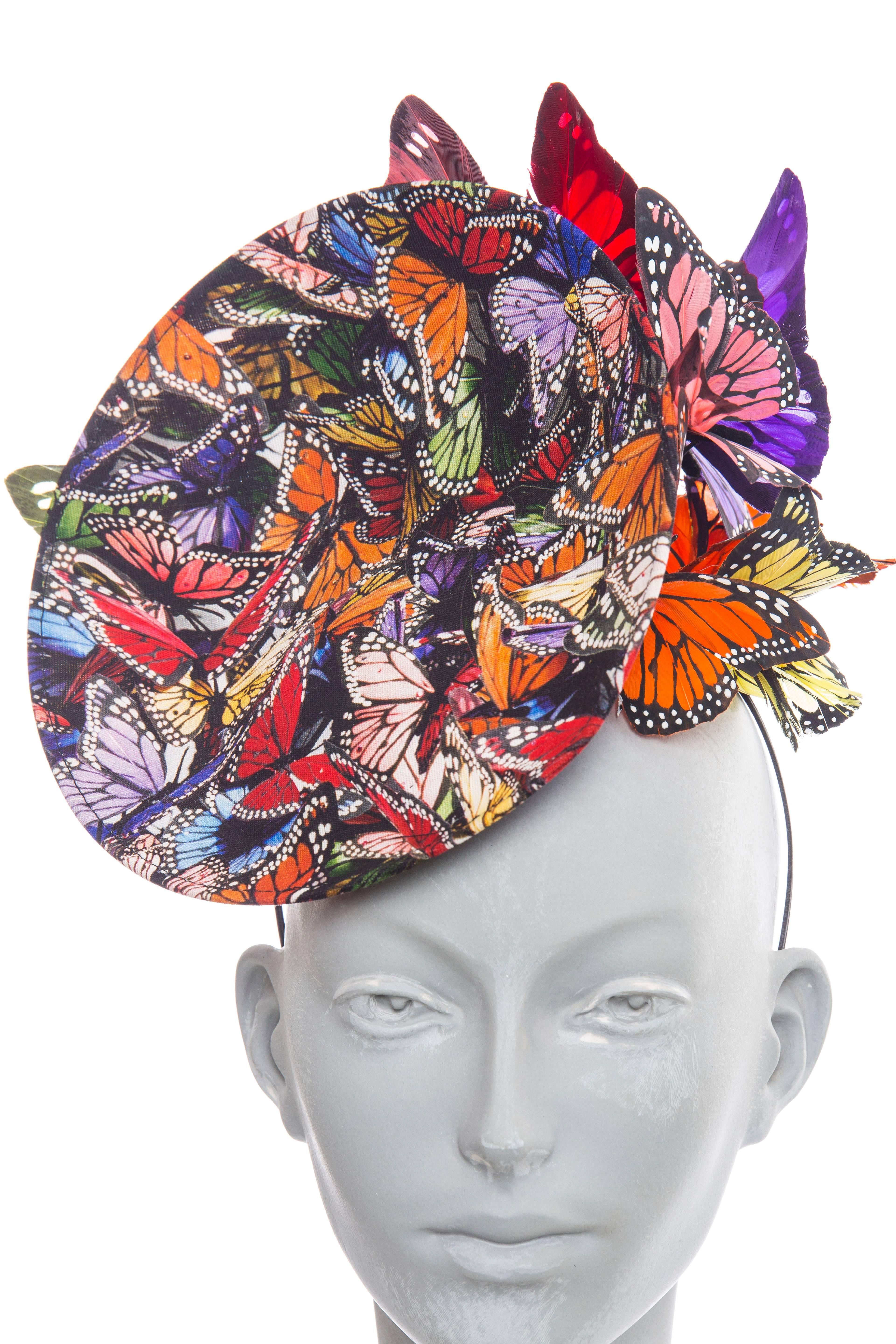 Philip Treacy Wired Polychrome Butterfly Fascinator Circa 2003 In New Condition In Cincinnati, OH