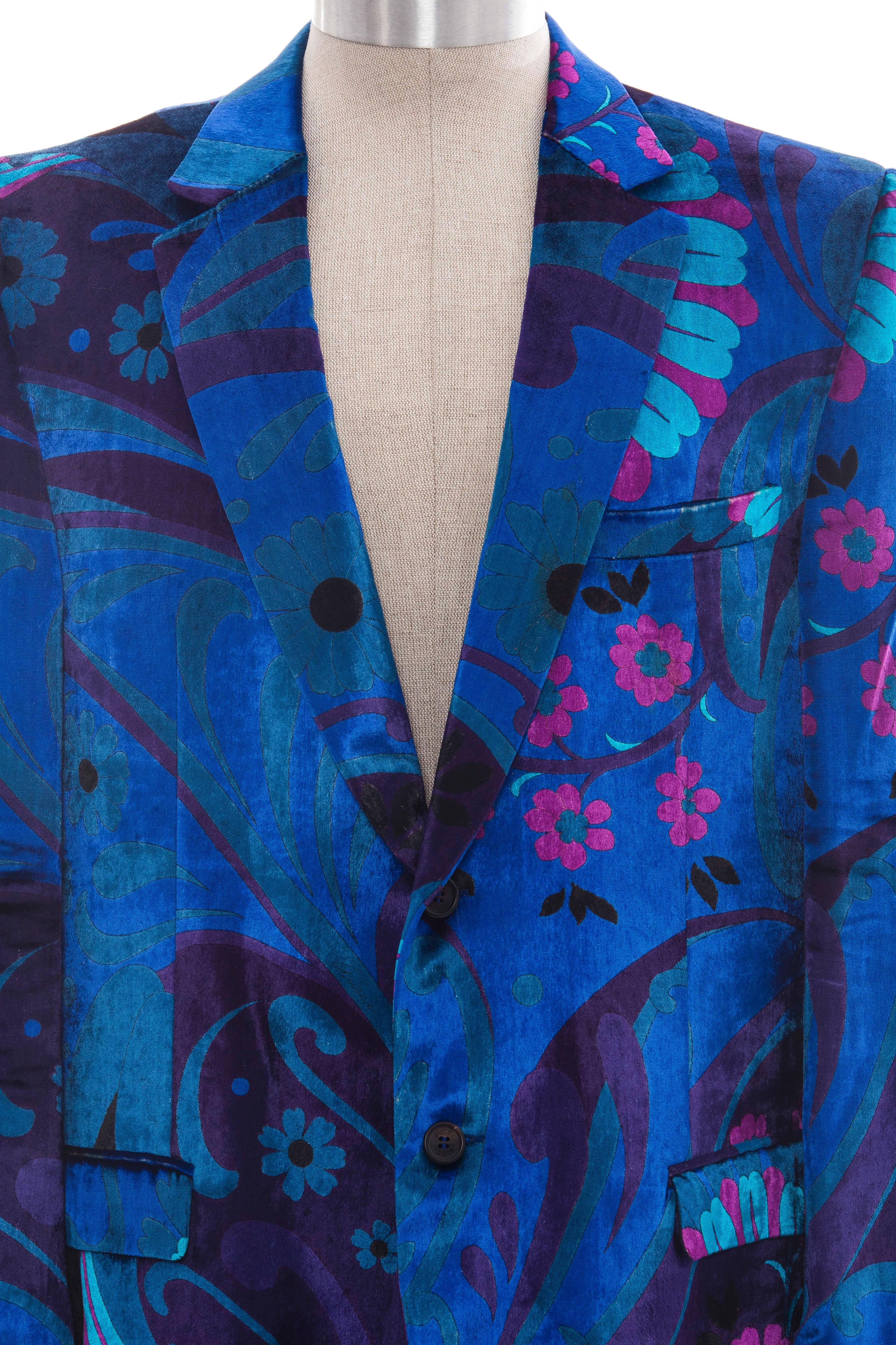 Gucci By Tom Ford Men's Floral Silk Velvet Blazer, Circa 1994 1