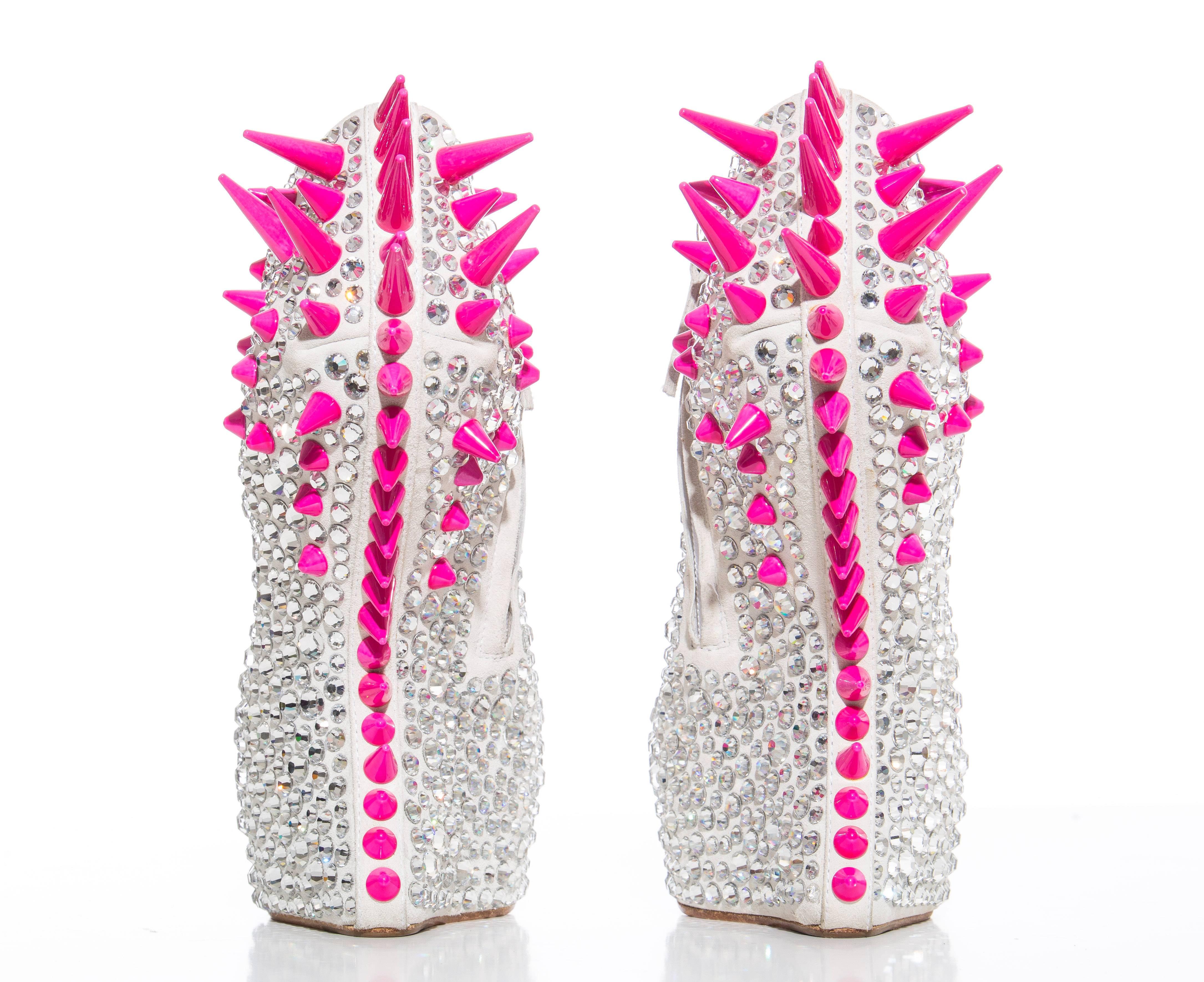 Women's Guiseppe Zanotti Swarovski Crystal & Pink Spiked-Embellished Wedges Fall 2012 For Sale