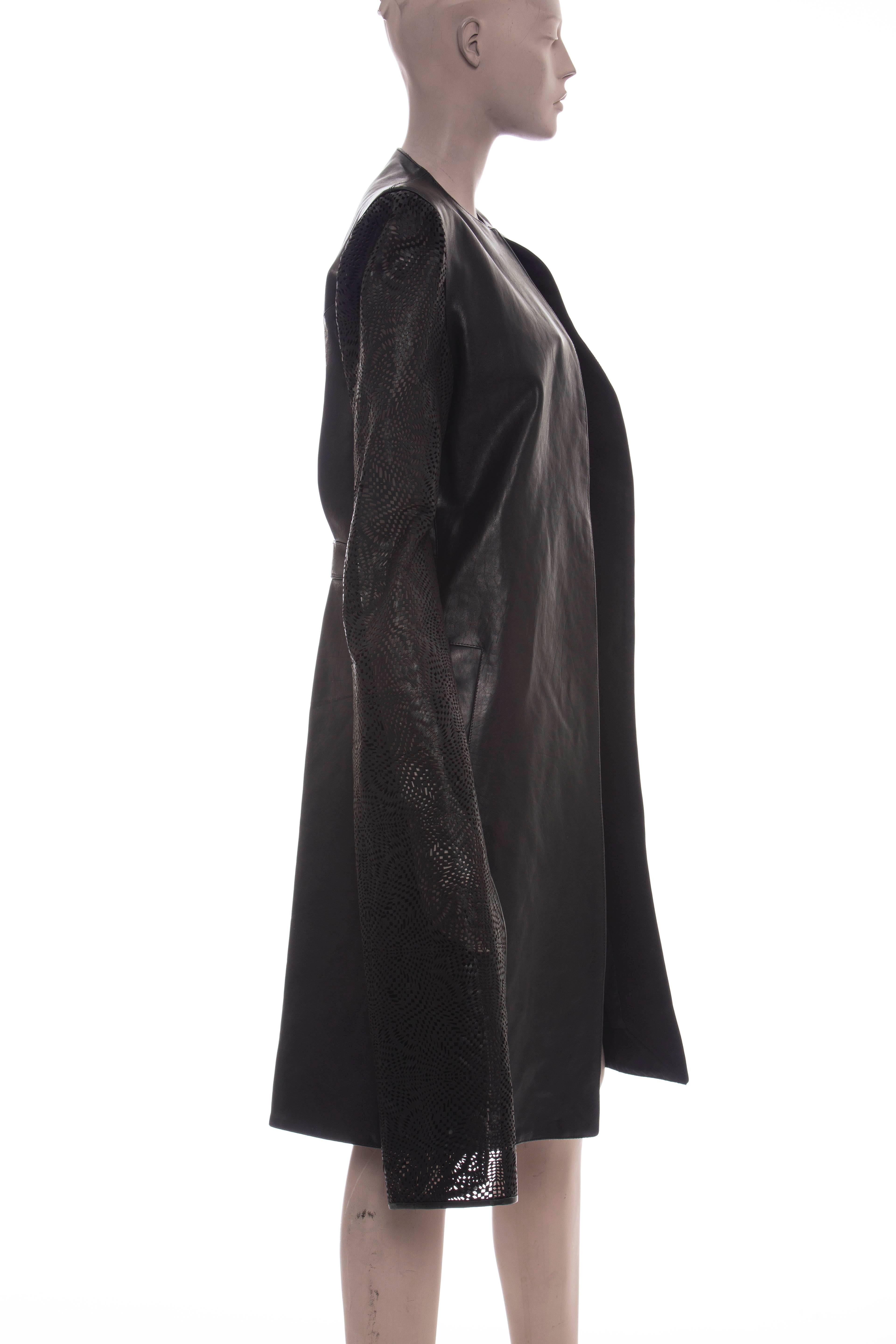 Gareth Pugh Black Leather Coat With Laser Cut Sleeves, Spring - Summer 2013 2