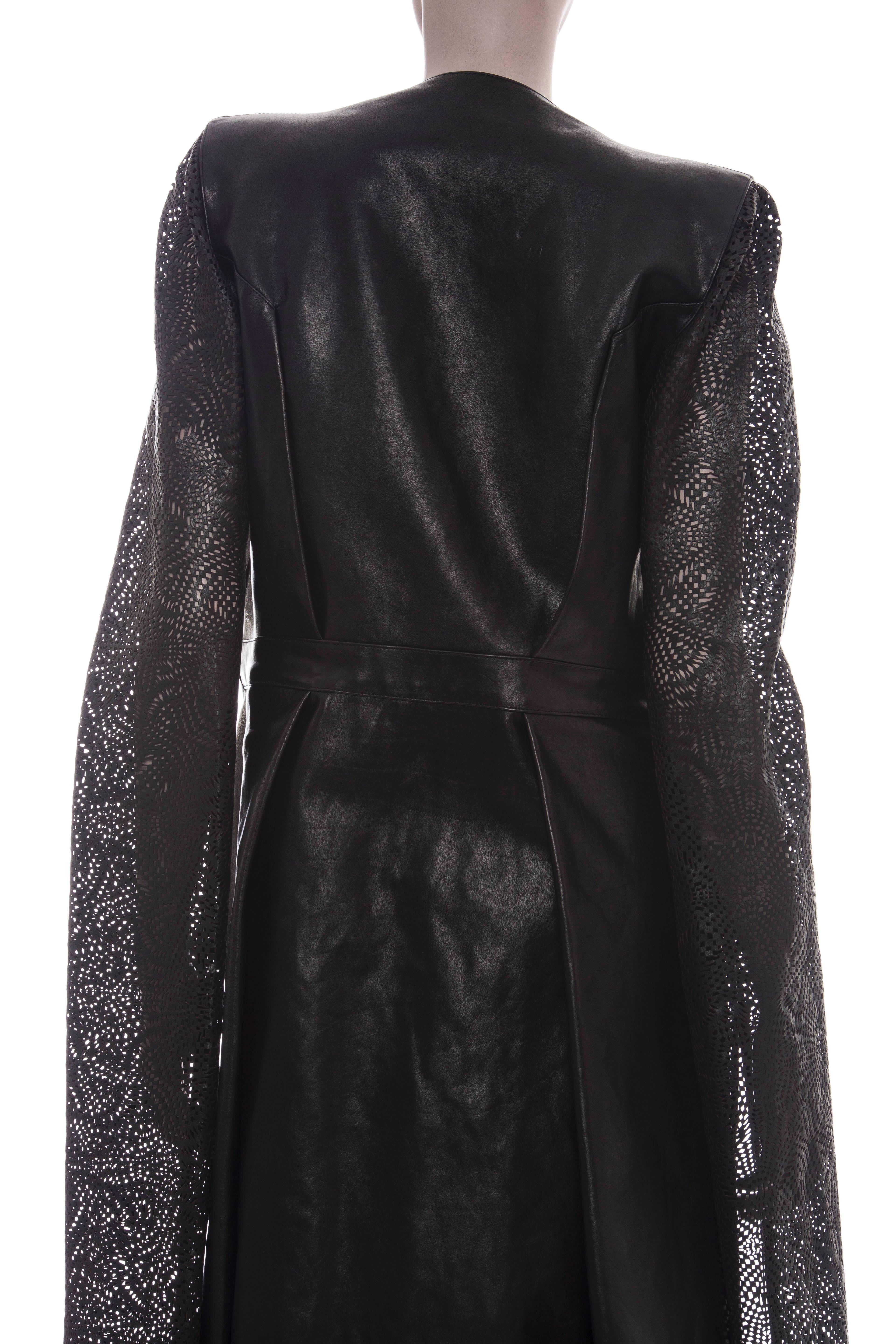 Gareth Pugh Black Leather Coat With Laser Cut Sleeves, Spring - Summer 2013 3
