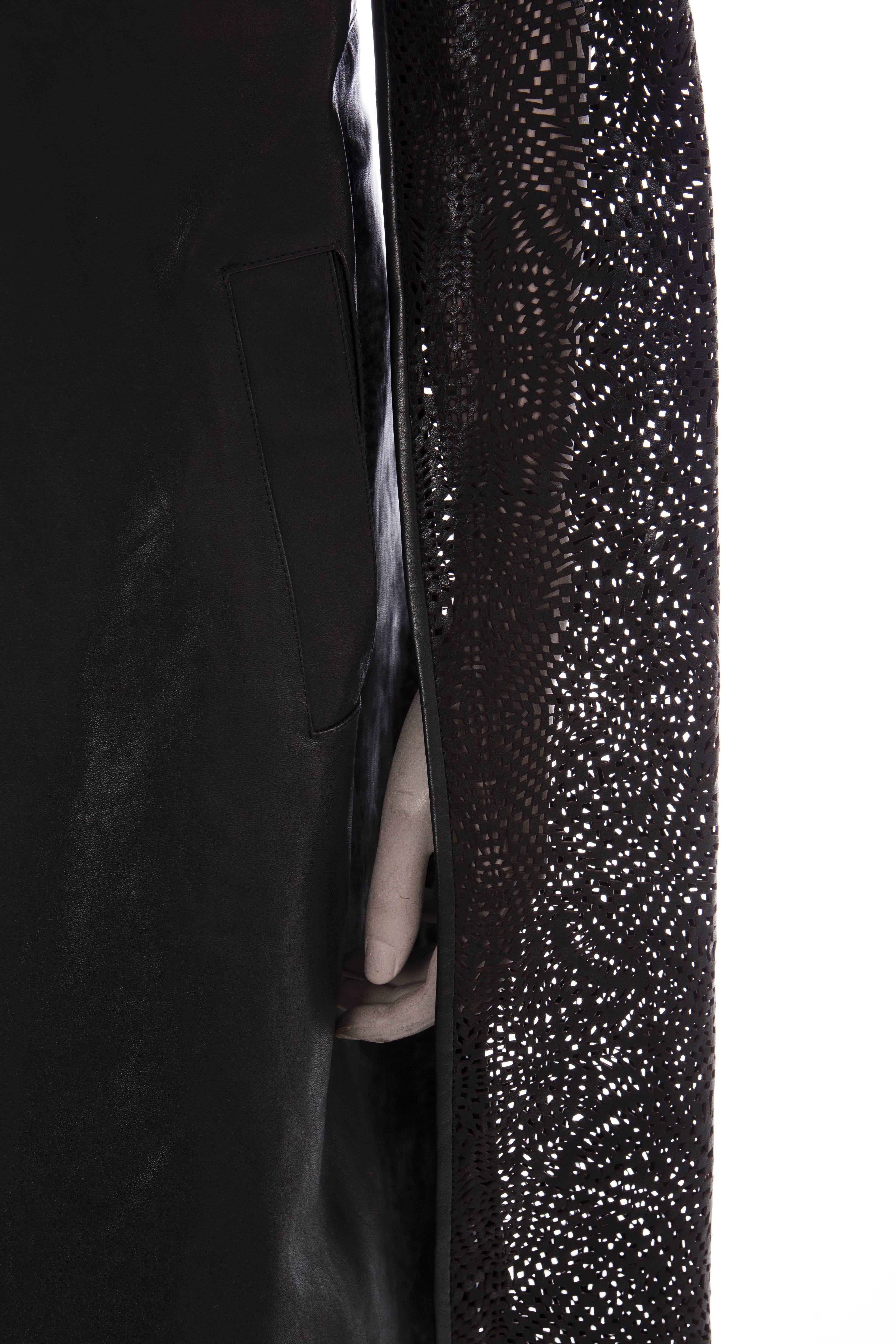 Gareth Pugh Black Leather Coat With Laser Cut Sleeves, Spring - Summer 2013 5