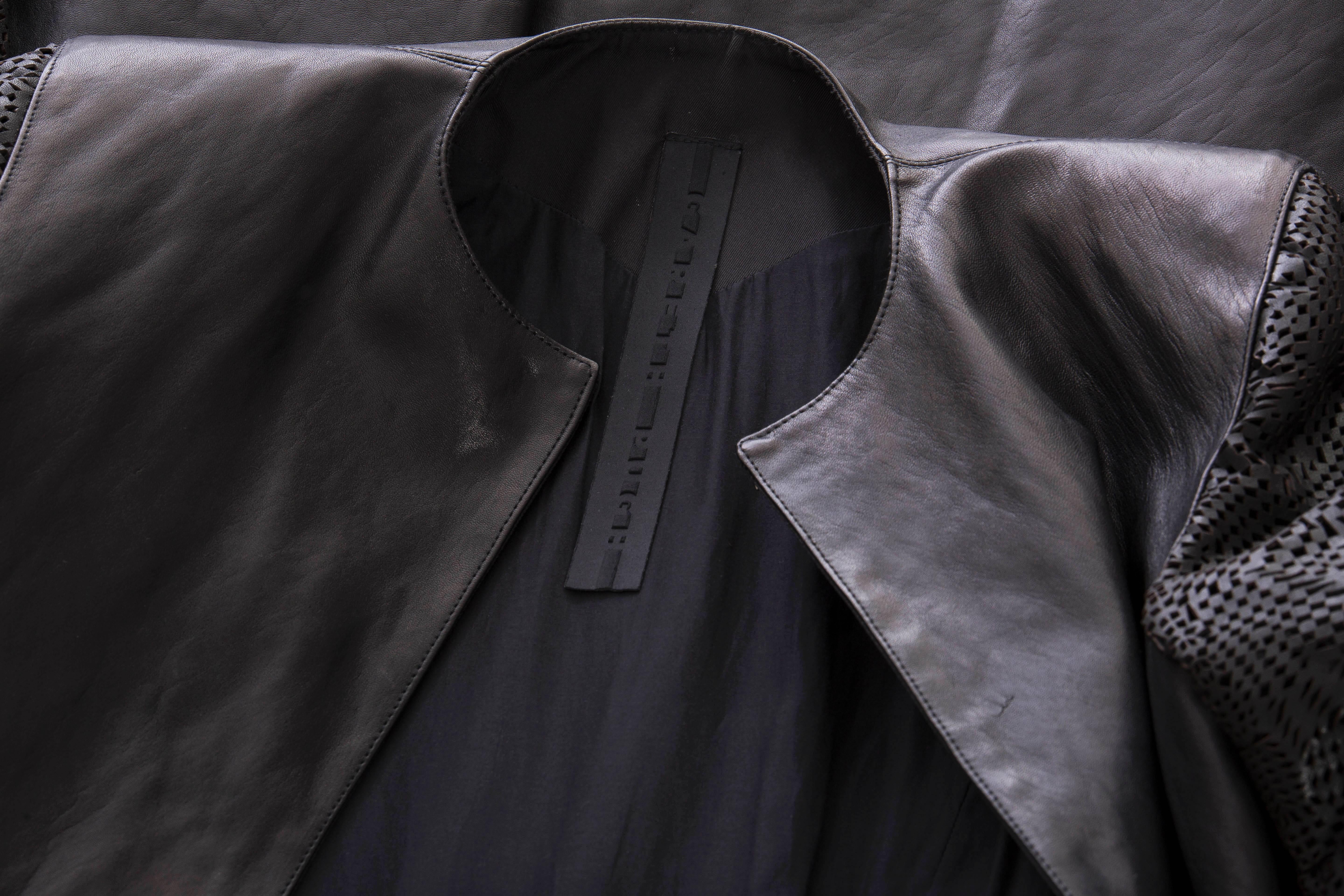 Gareth Pugh Black Leather Coat With Laser Cut Sleeves, Spring - Summer 2013 6
