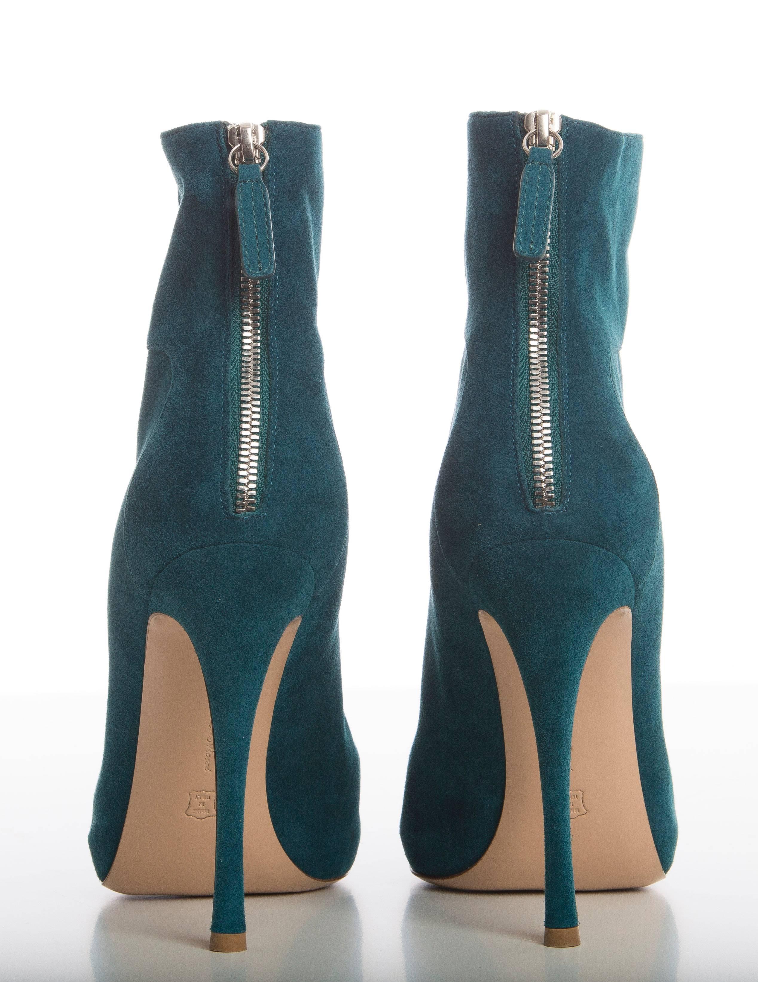 Blue Gianvito Rossi Suede Bootie For Sale