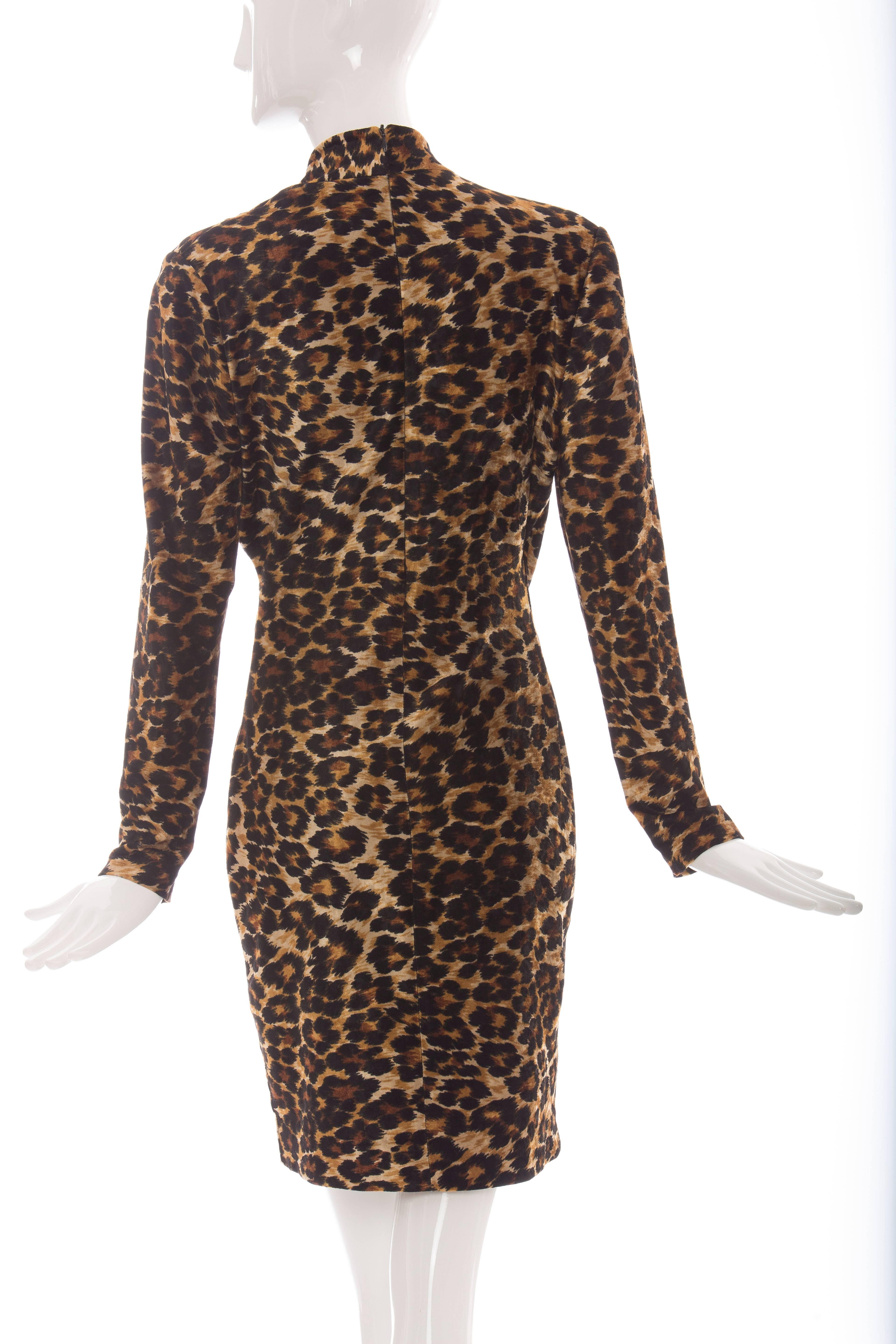 Patrick Kelly Stretch Velour Leopard Print Wrap Dress, Circa: 1980s In Excellent Condition In Cincinnati, OH