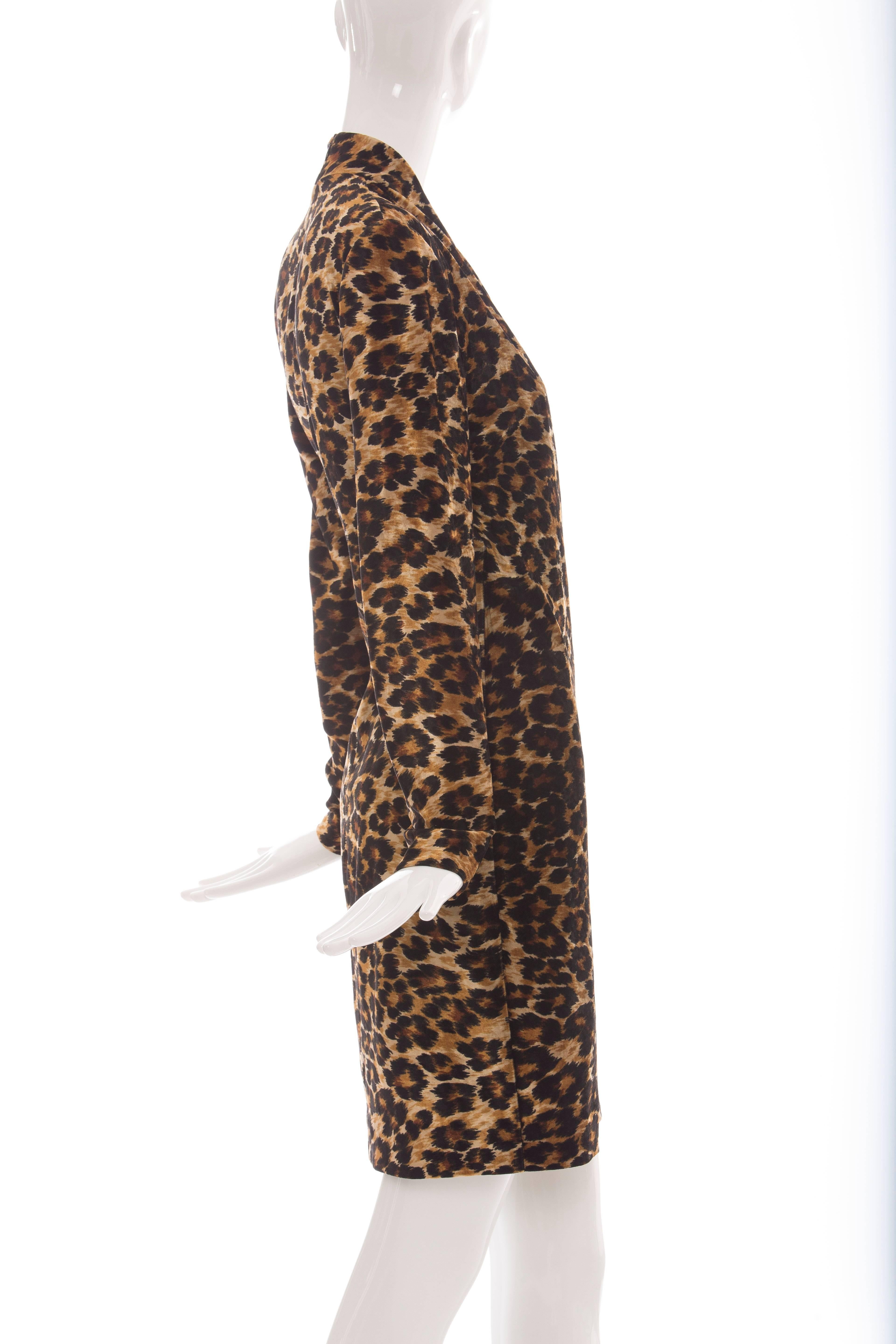 Patrick Kelly Stretch Velour Leopard Print Wrap Dress, Circa: 1980s 1