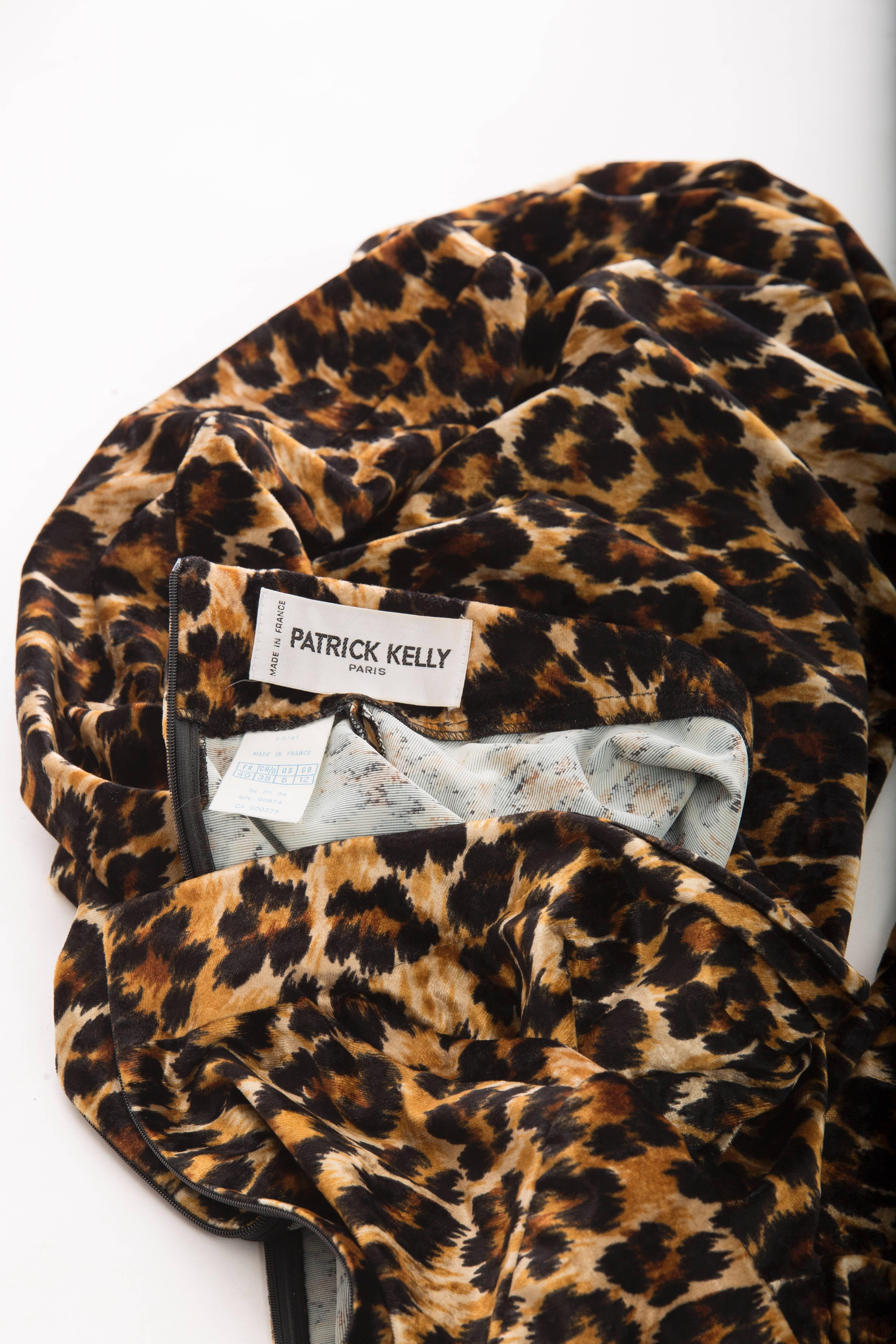 Patrick Kelly Stretch Velour Leopard Print Wrap Dress, Circa: 1980s 2