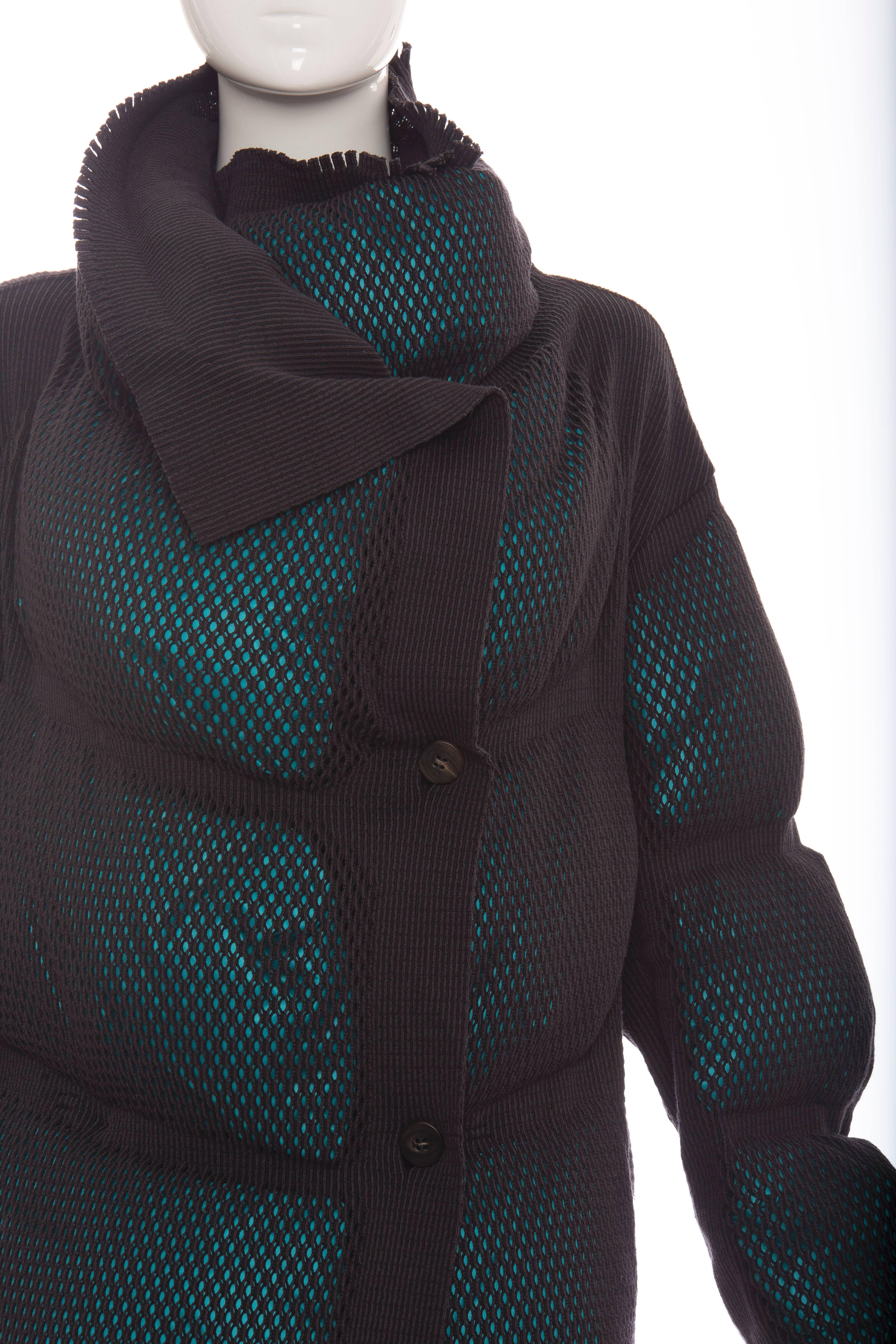 Women's Issey Miyake Open Knit Overlay Puffer Coat, Autumn - Winter 2012