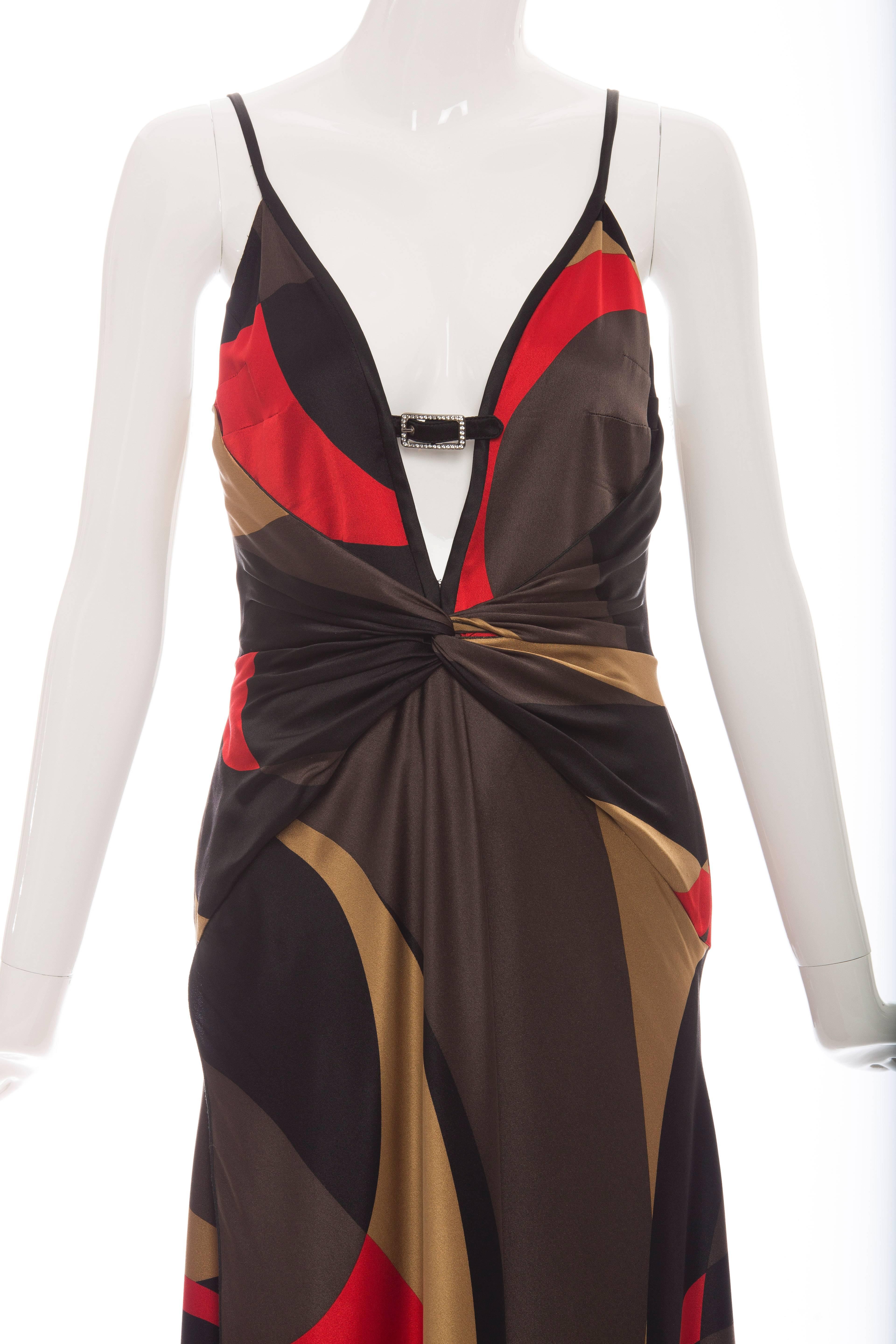 Brown Valentino Printed Silk Evening Dress   For Sale