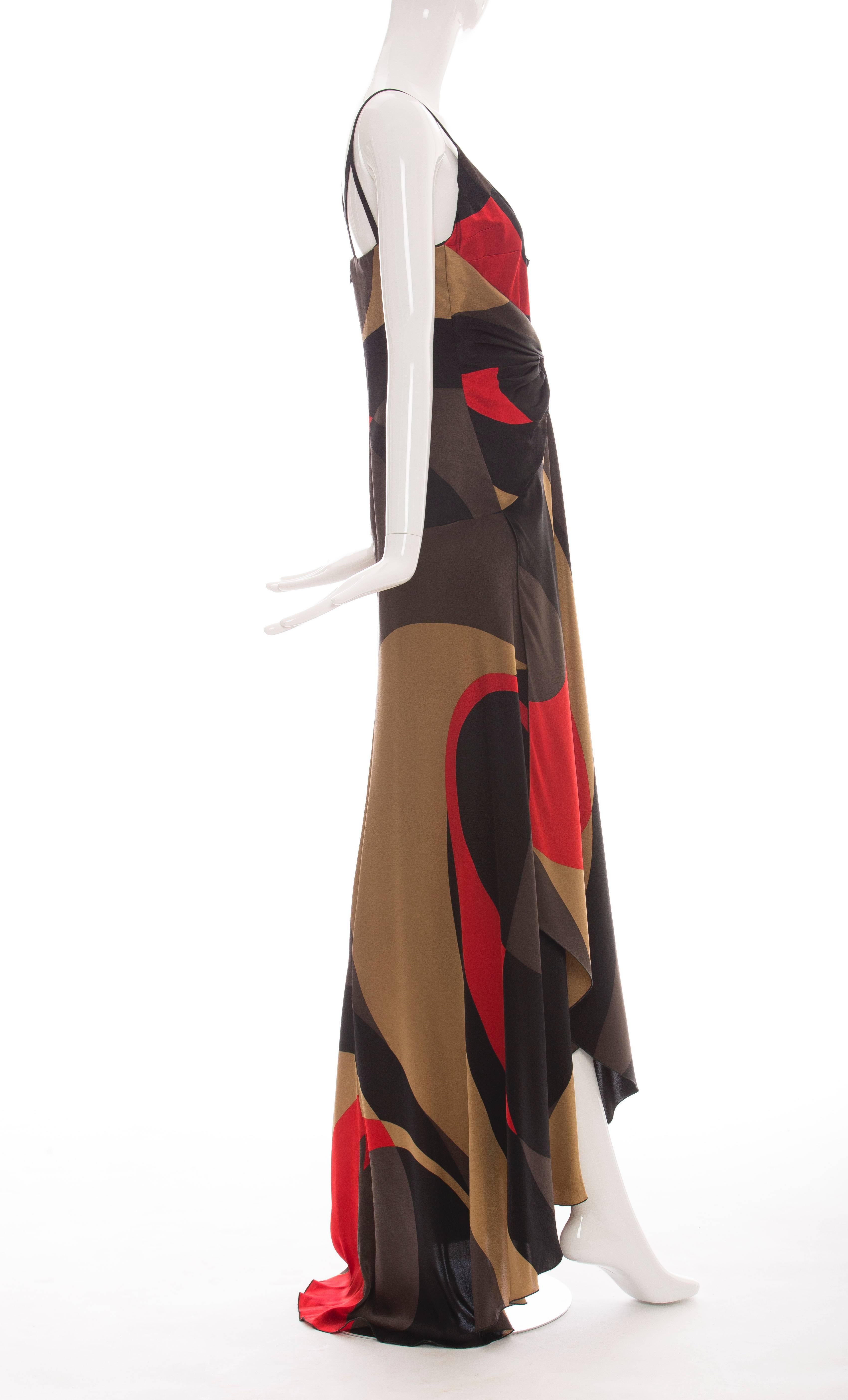 Valentino Printed Silk Evening Dress   In Excellent Condition For Sale In Cincinnati, OH