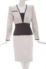 Valentino Haute Couture Polka Dot Silk Faille & Linen Skirt Suit, Circa: 1980's