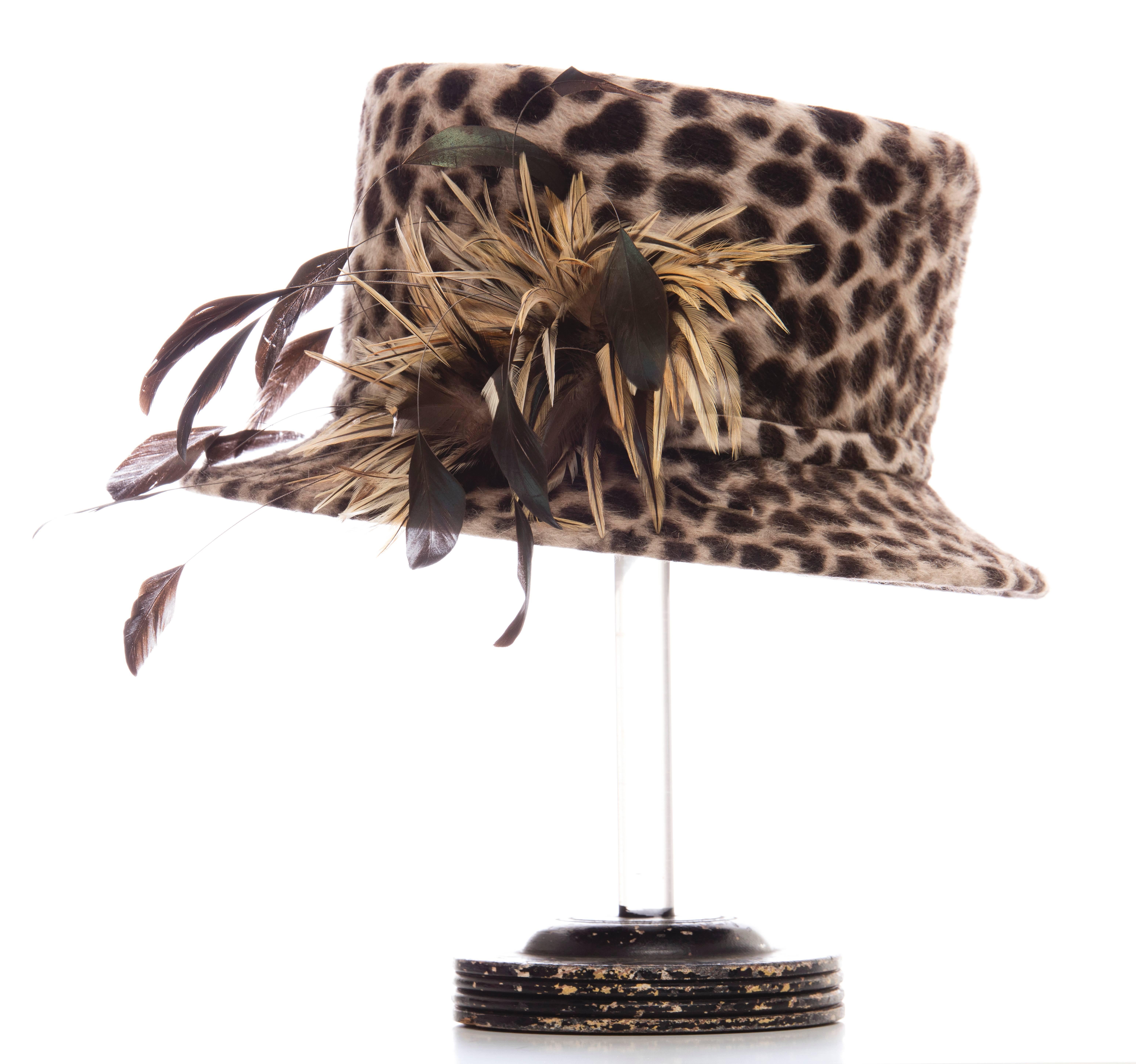 Women's Philip Treacy Wool Cheetah Print Hat 