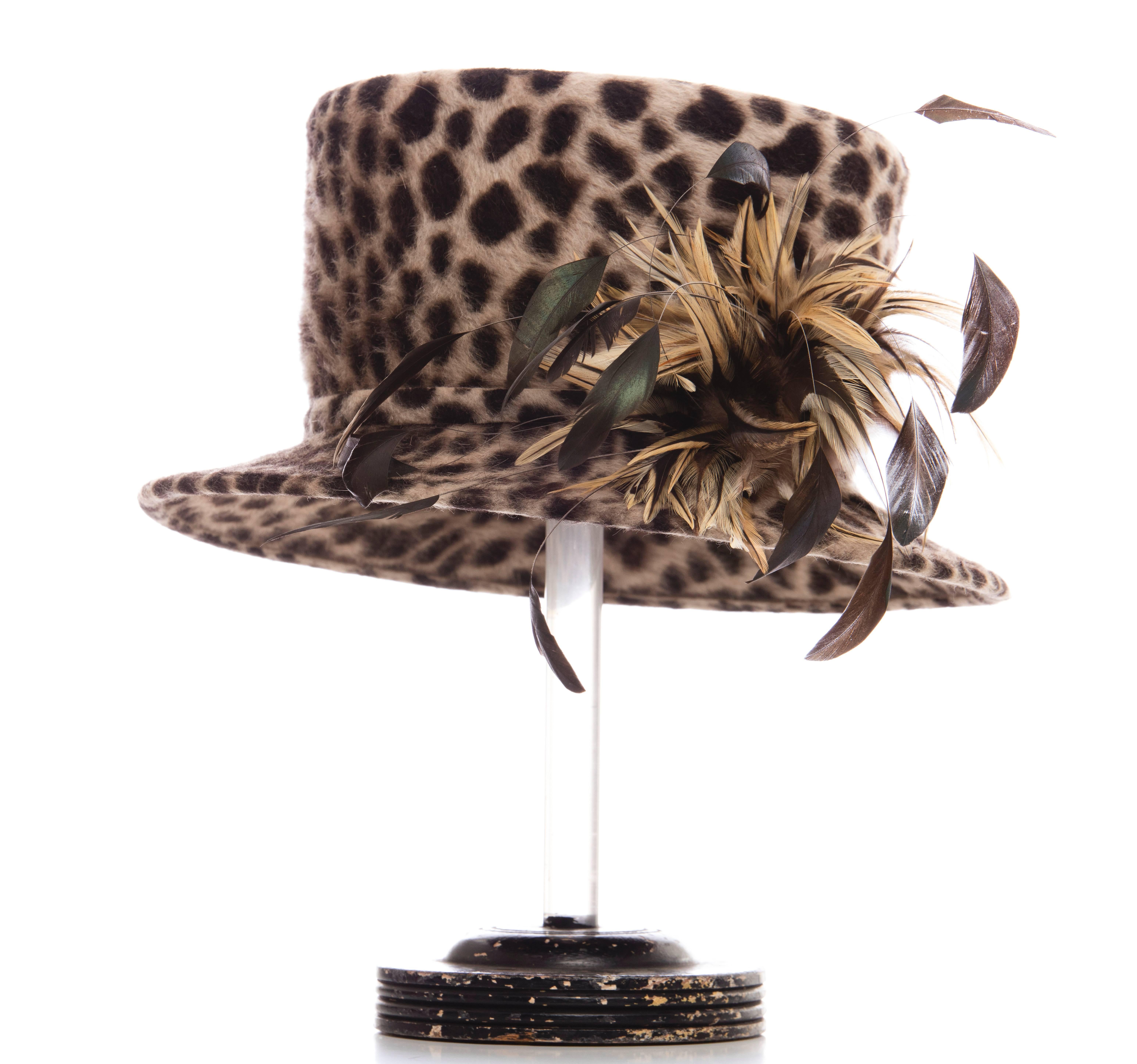 Philip Treacy Wool Cheetah Print Hat  1