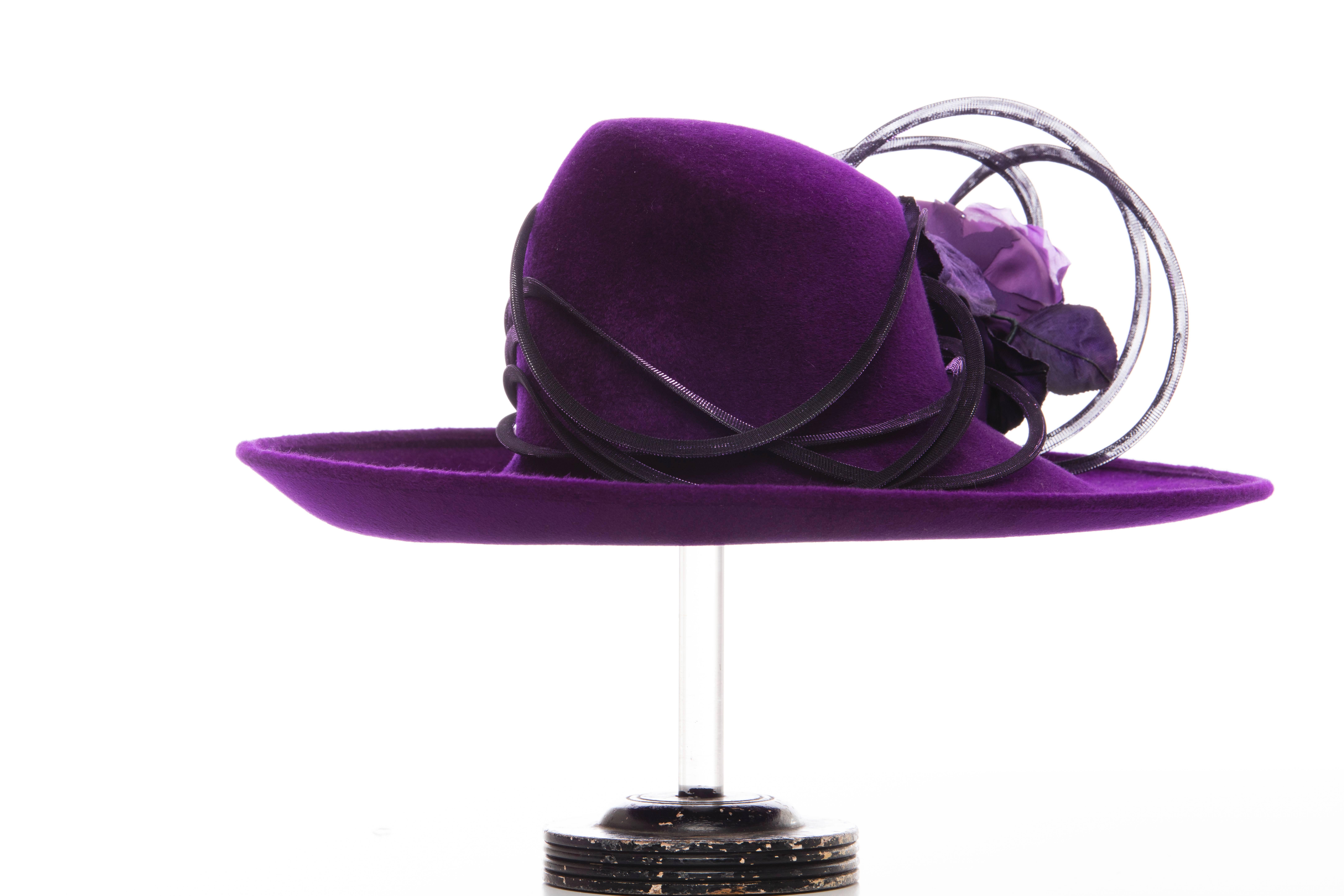 Philip Treacy Wool Hat With Mesh Metallic Accents In Excellent Condition In Cincinnati, OH