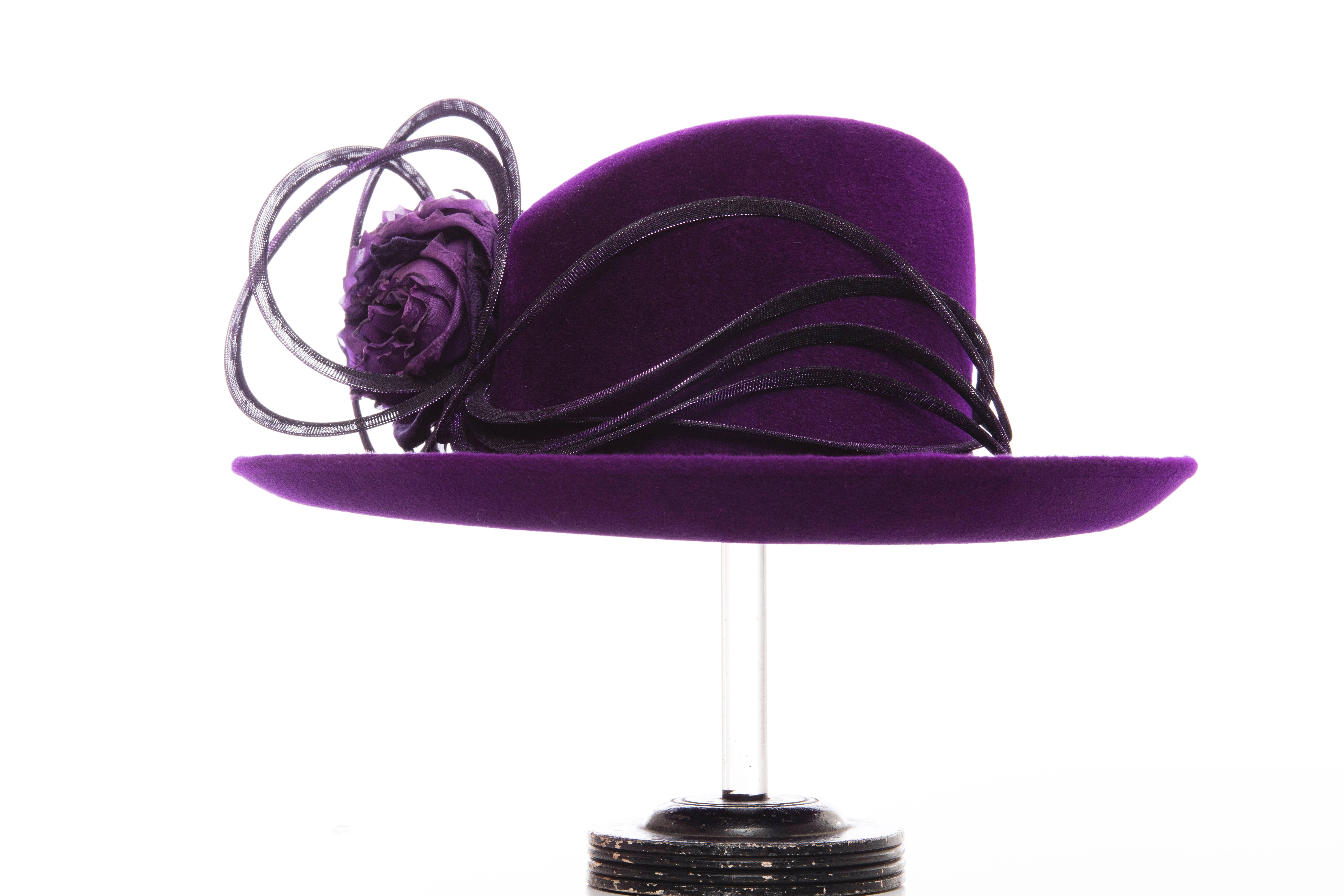 Philip Treacy Wool Hat With Mesh Metallic Accents 1