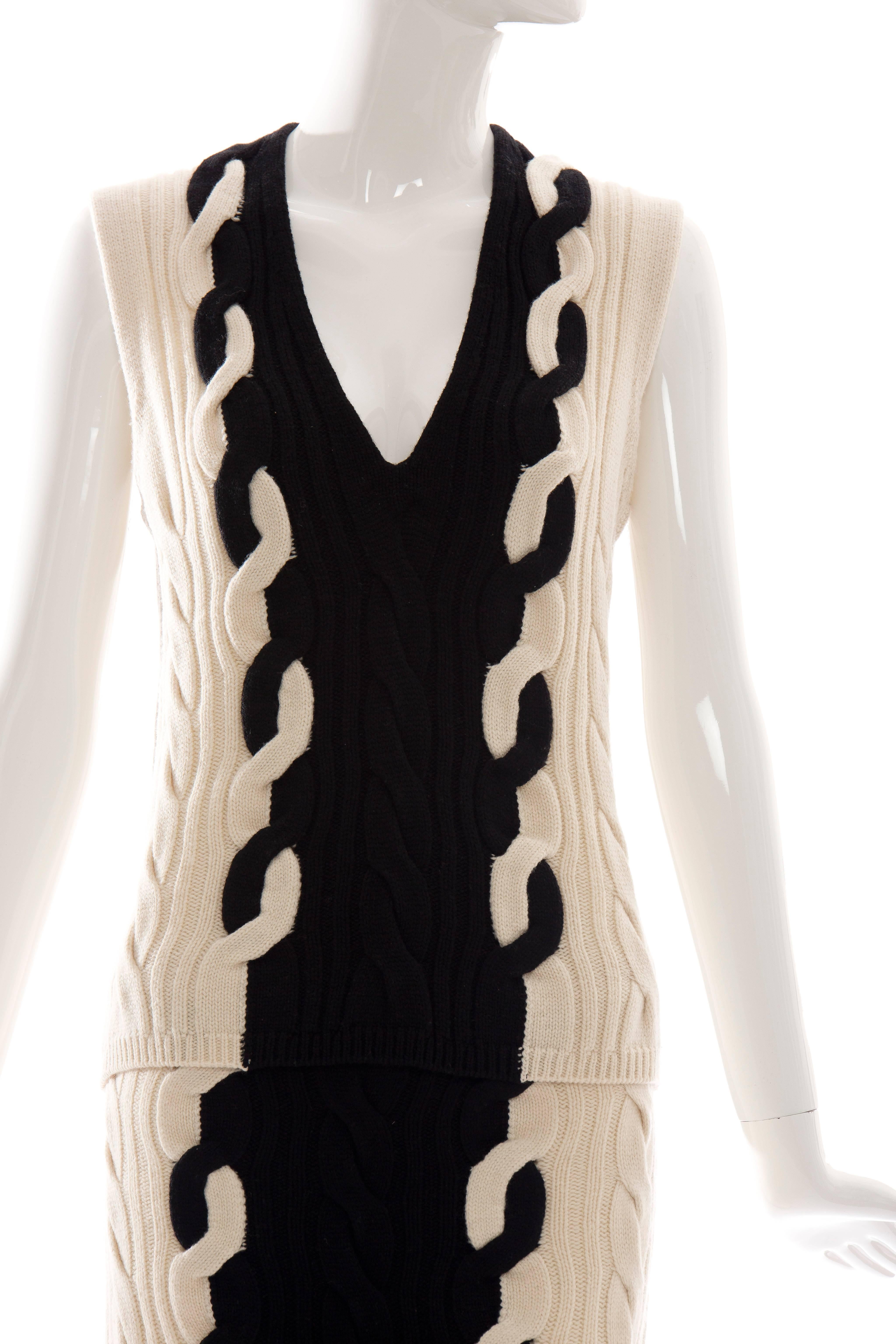 Women's Christian Dior By Raf Simons Cable Knit Skirt Suit, Fall 2013