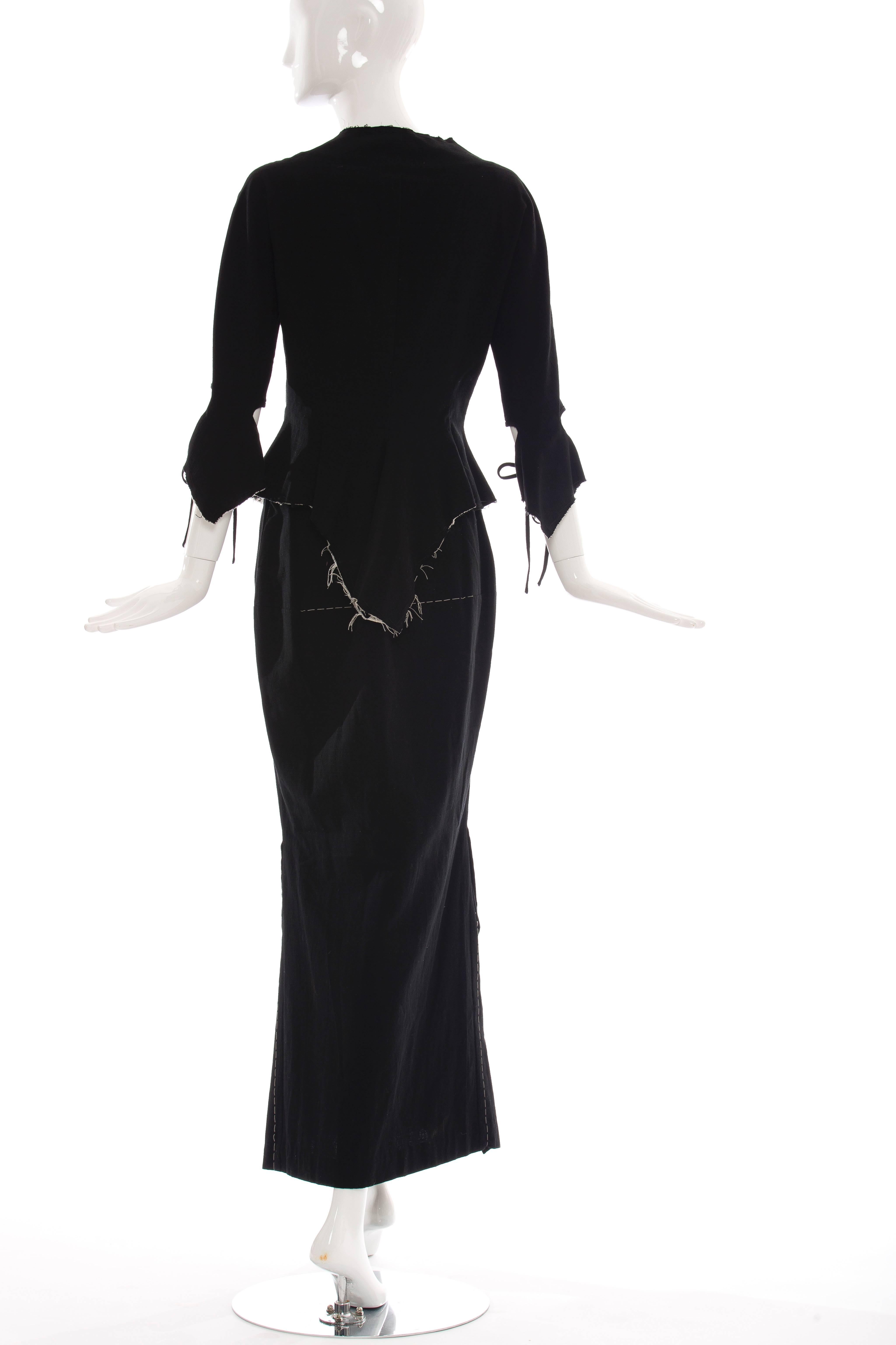 Women's Yohji Yamamoto Black Cotton Skirt Suit, Spring - Summer 2000