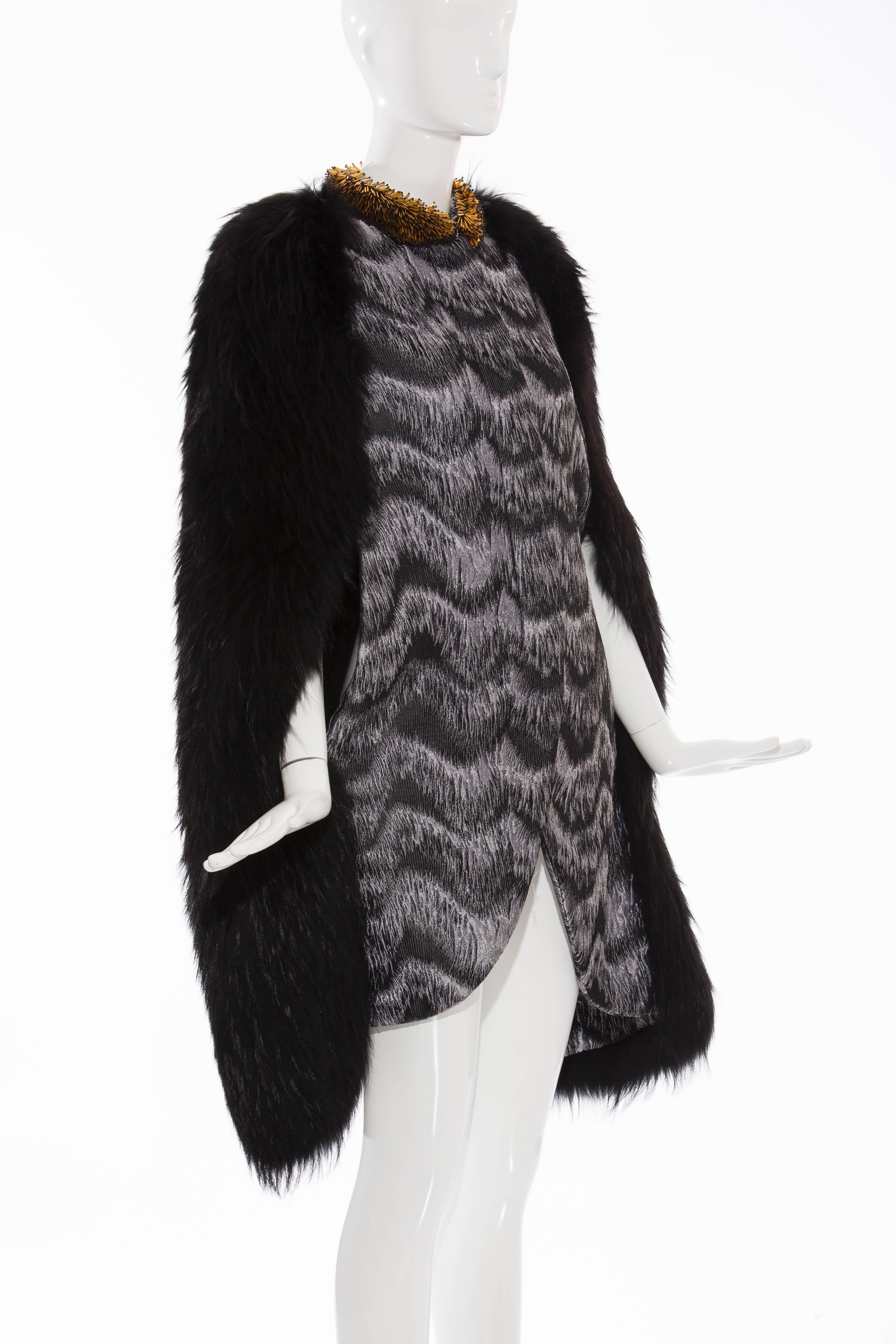 Black Viktor & Rolf Beaded Fox Fur Cape, Autumn - Winter 2012