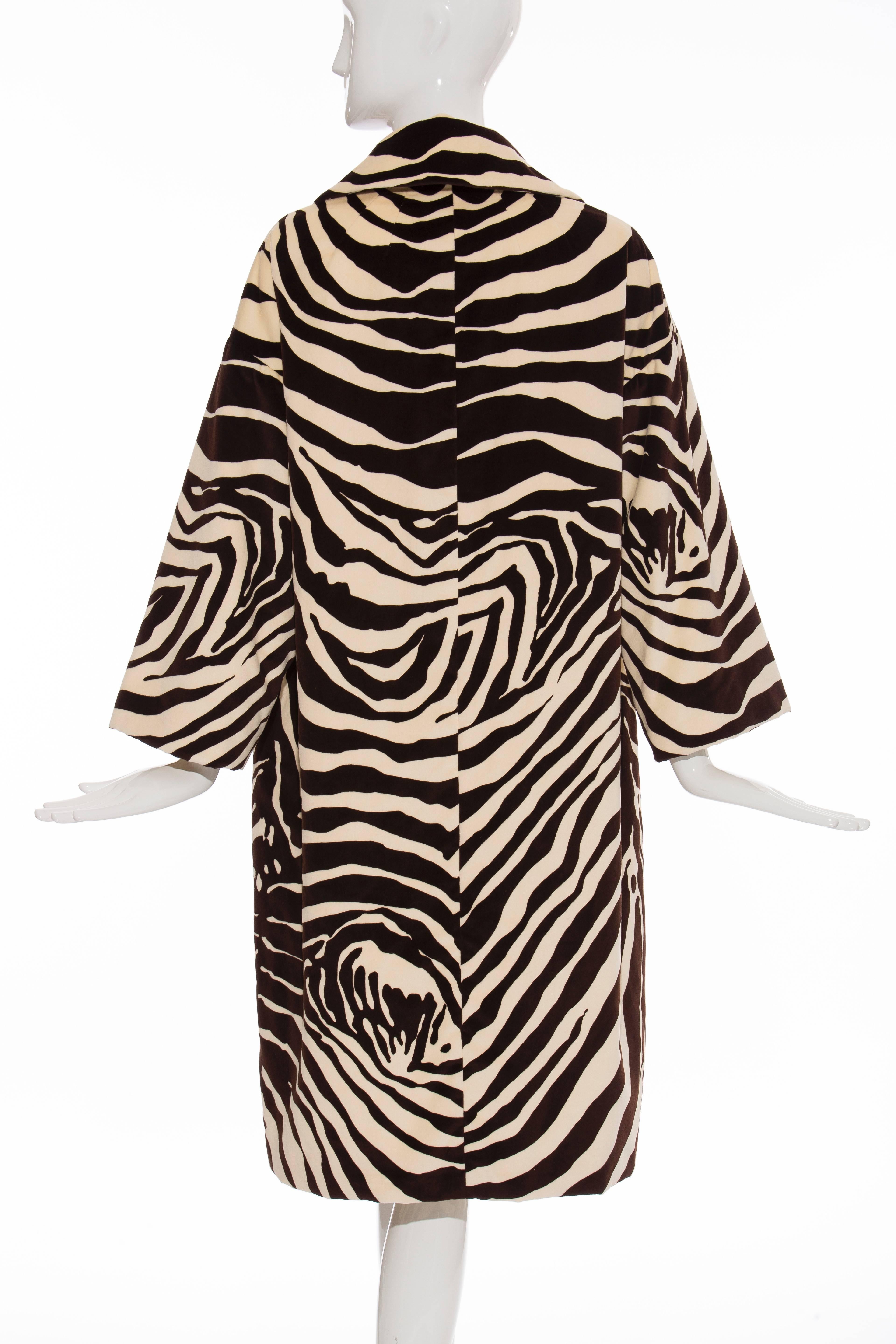 Dolce & Gabbana Cotton Velvet Zebra Print Coat, Autumn - Winter 1996 In Excellent Condition In Cincinnati, OH