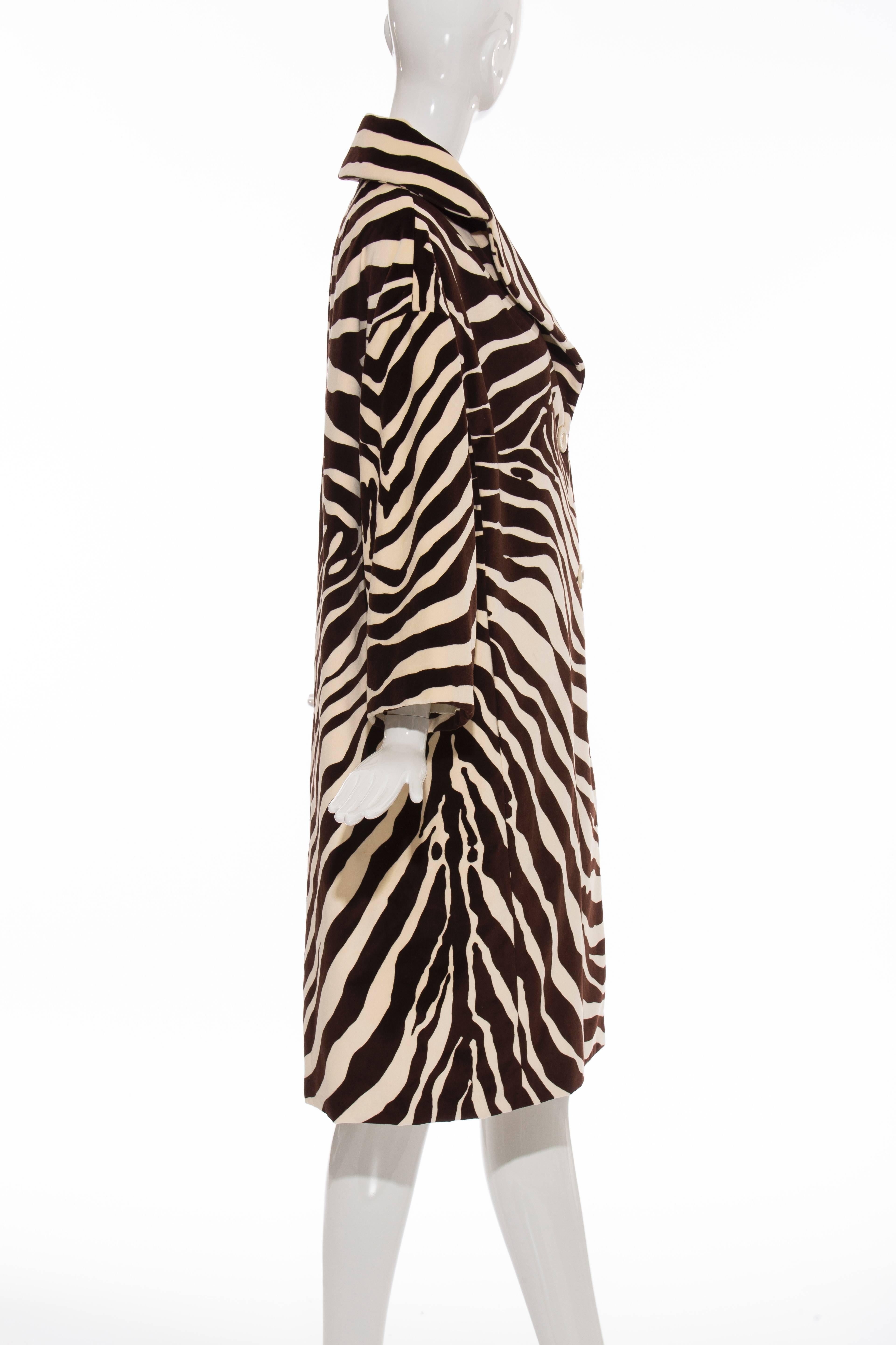 Women's Dolce & Gabbana Cotton Velvet Zebra Print Coat, Autumn - Winter 1996