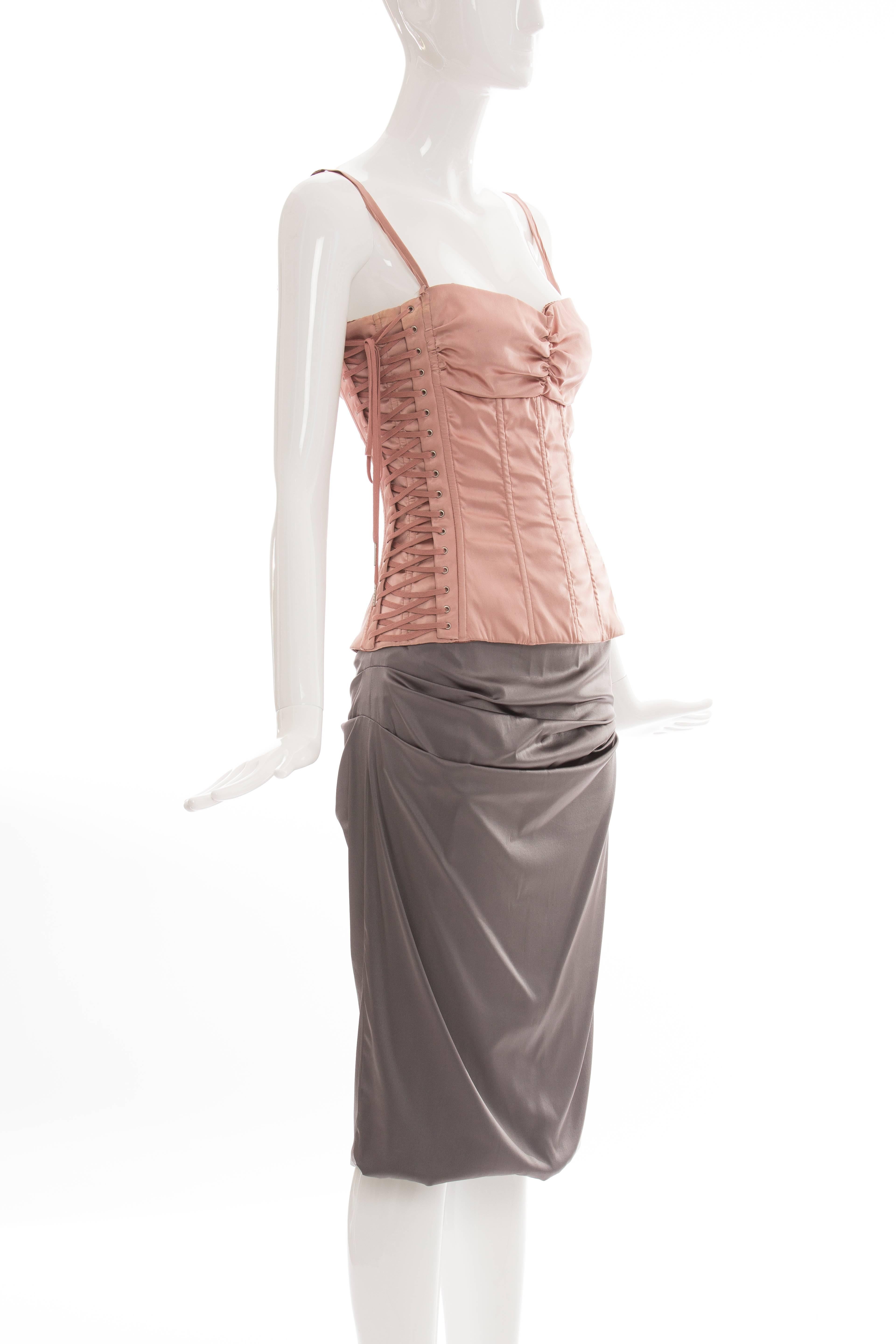 Women's Dolce & Gabbana Stretch Silk Charmeuse Skirt Suit Ensemble, Spring 2003 For Sale