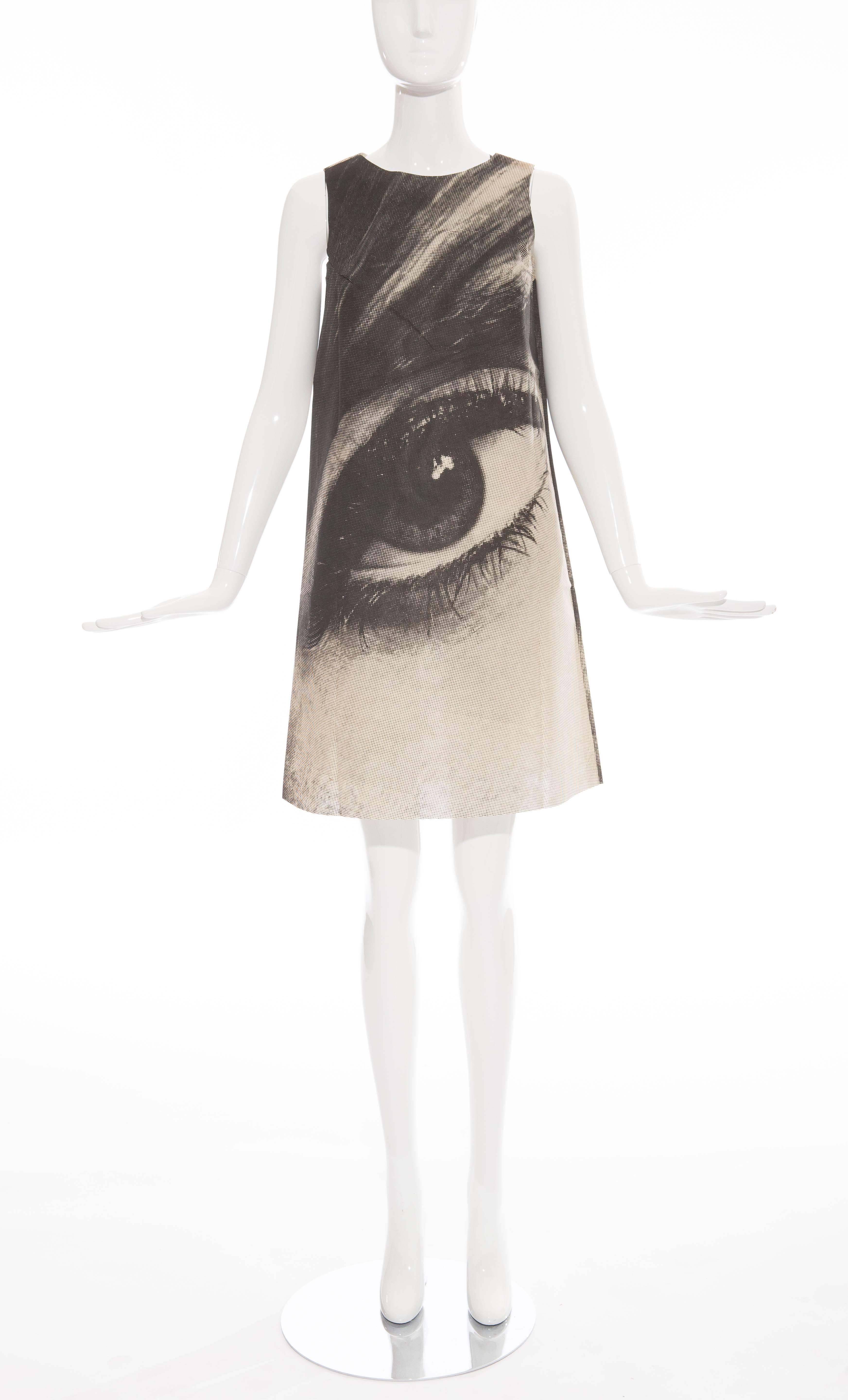 London Series Paper Dress, Circa 1960's, Mystic Eye designed by graphic artist Harry Gordon with original packaging