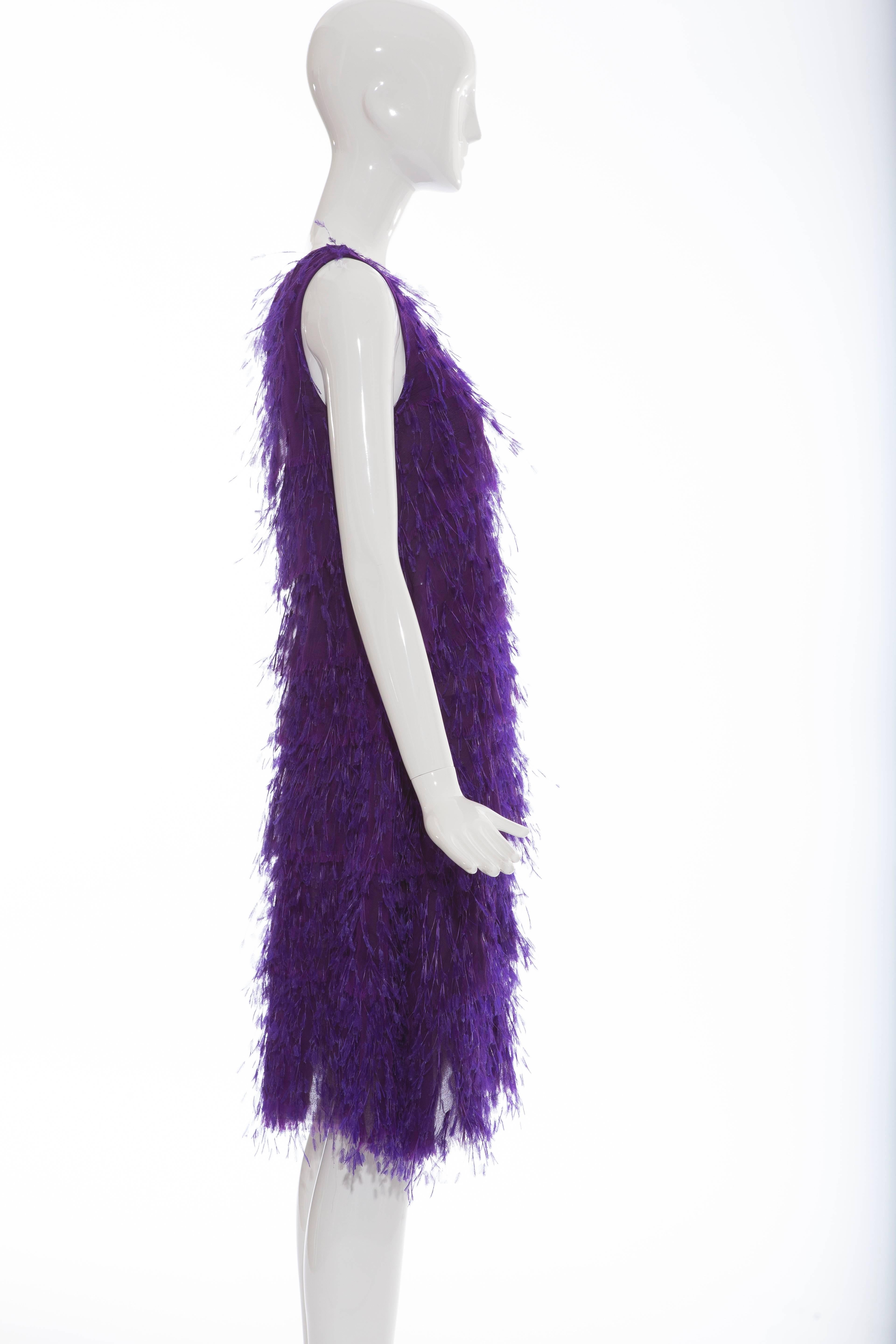 Purple Chado Ralph Rucci Silk Dress With Feather Detail, Fall 2013