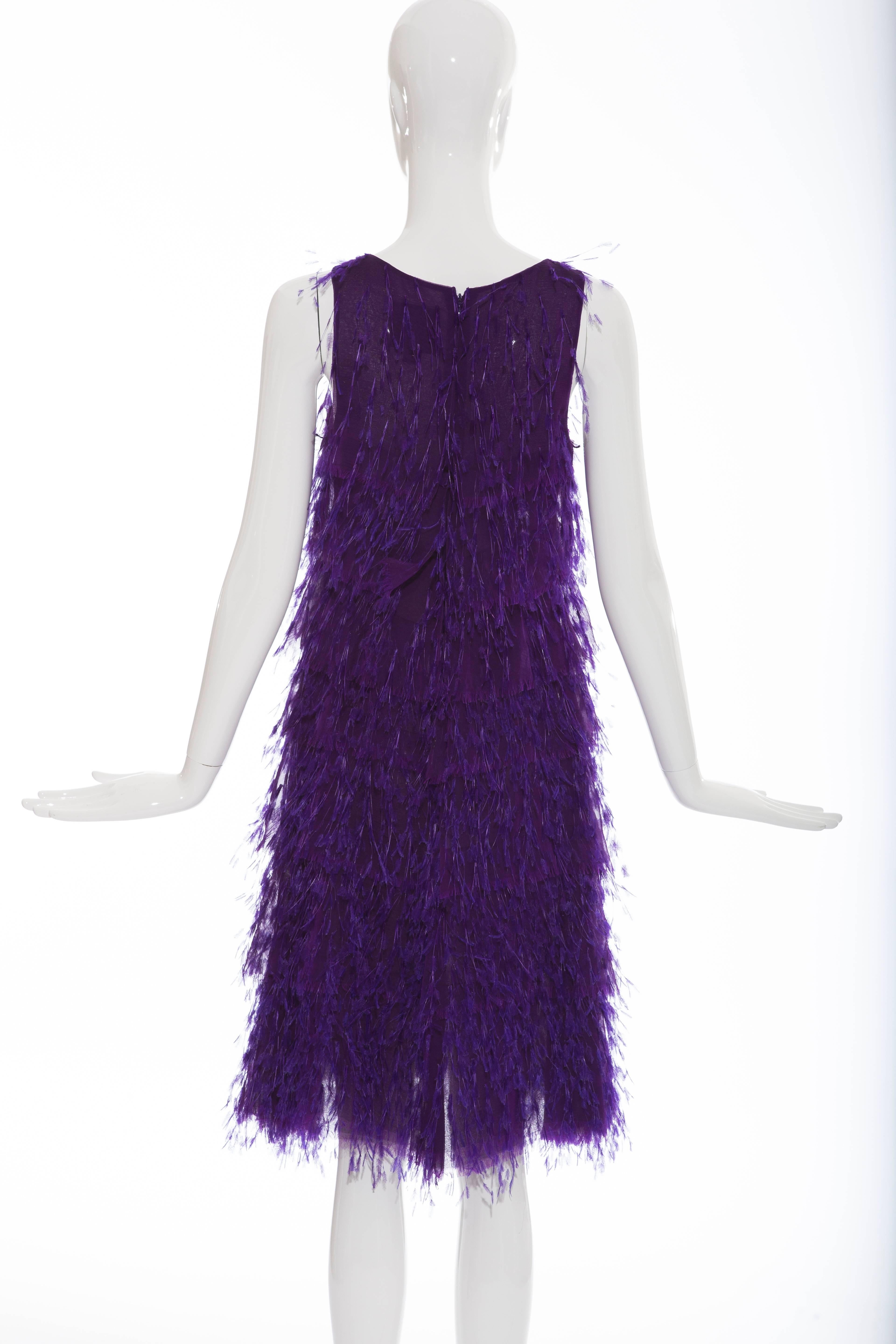 Chado Ralph Rucci Silk Dress With Feather Detail, Fall 2013 In Excellent Condition In Cincinnati, OH