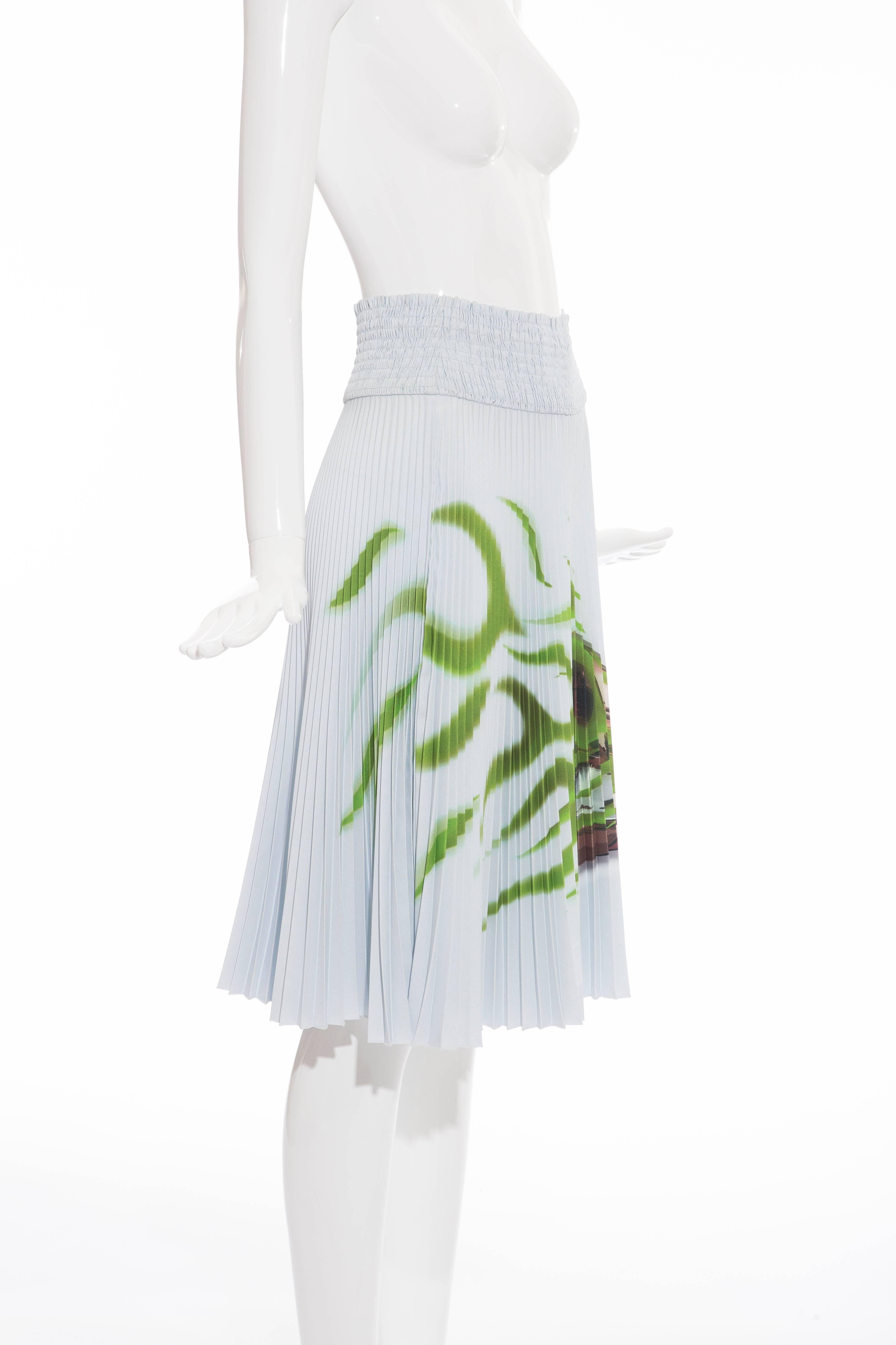 Gray Prada Runway Accordion Pleated Cadillac Car Print Skirt, Spring 2012