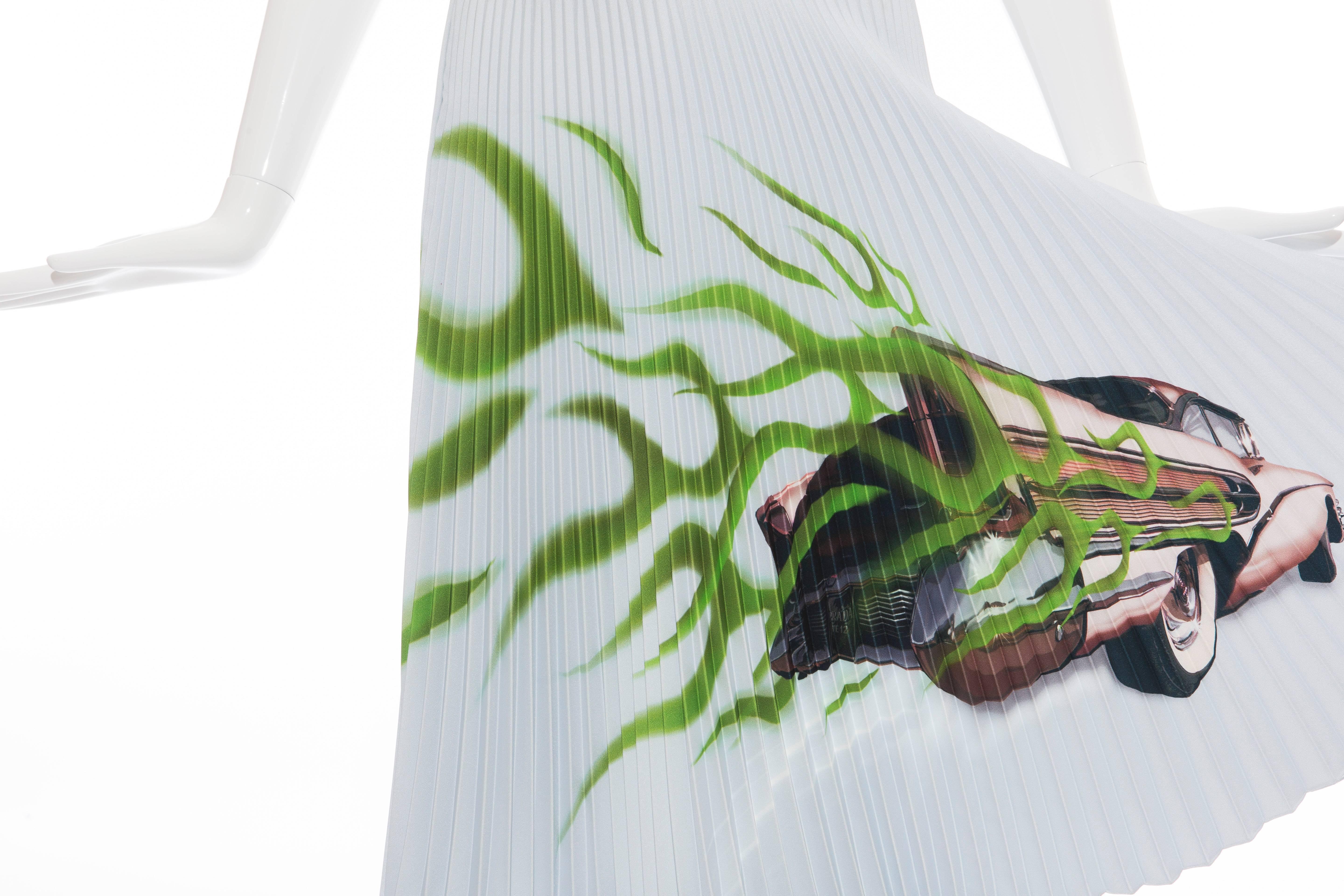 Prada Runway Accordion Pleated Cadillac Car Print Skirt, Spring 2012 1