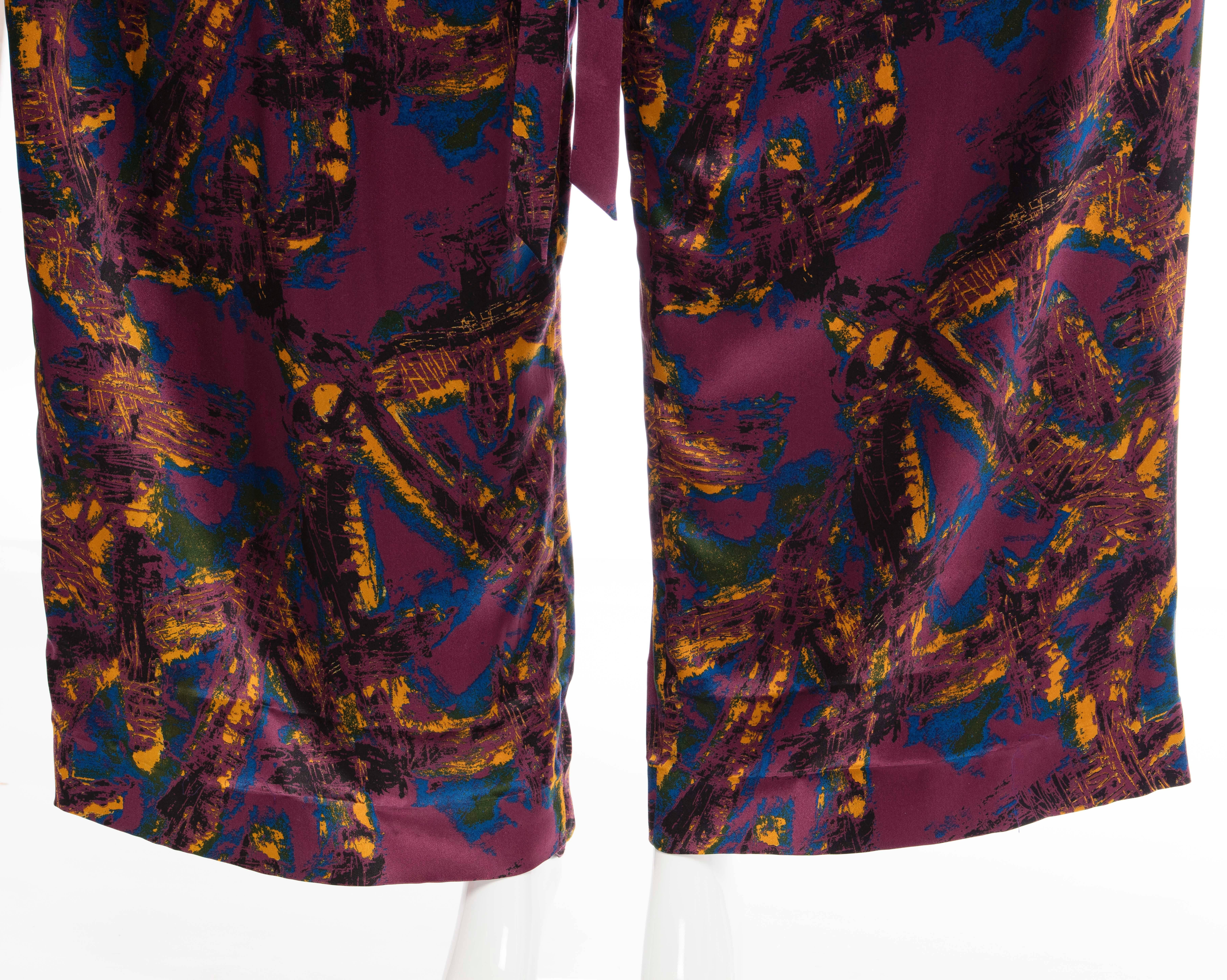 Christian Lacroix Printed Silk Charmeuse Palazzo Pant Suit, Circa 1980's For Sale 2