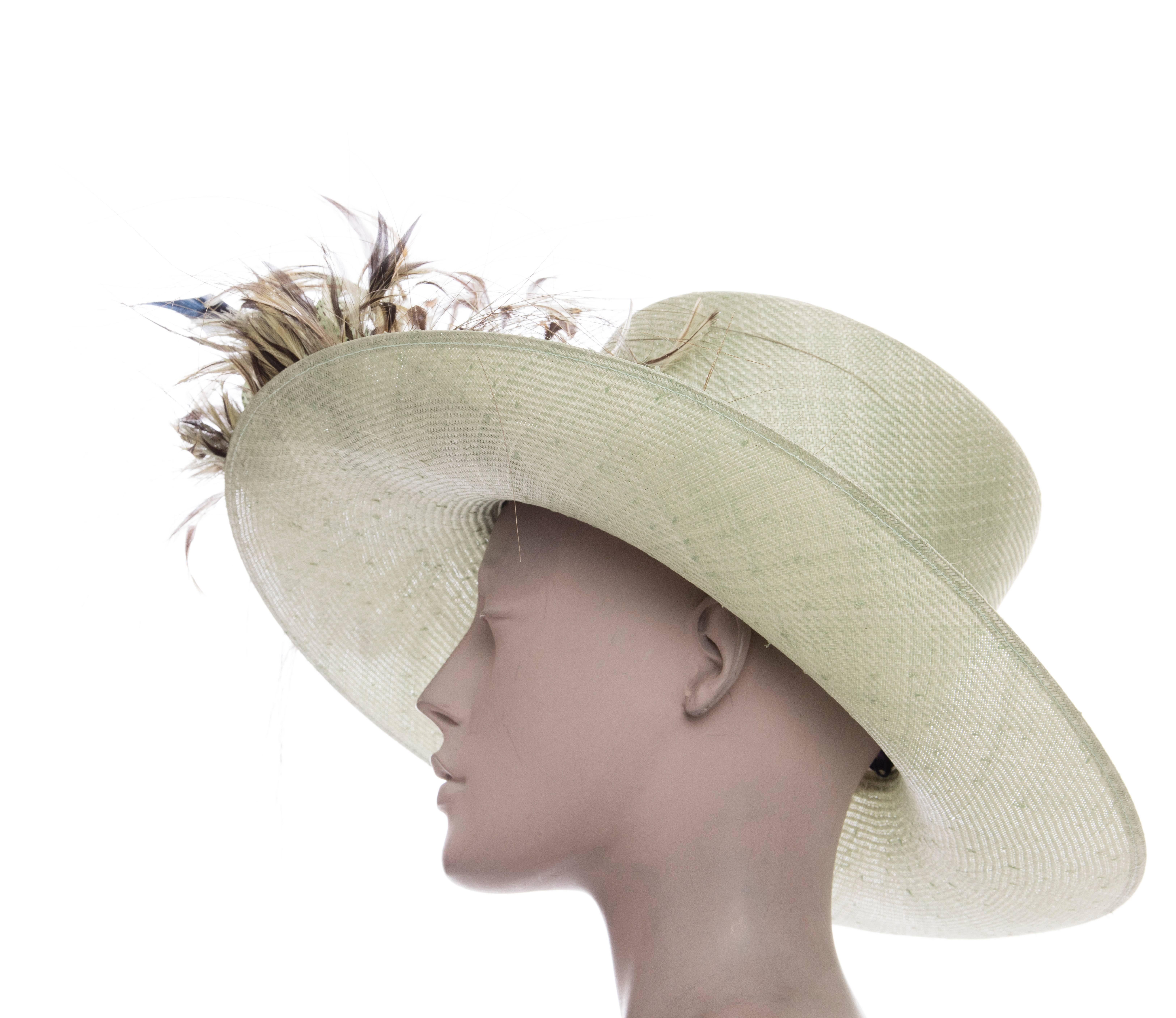 Philip Treacy Sinamay Hat With Feather Accent 1