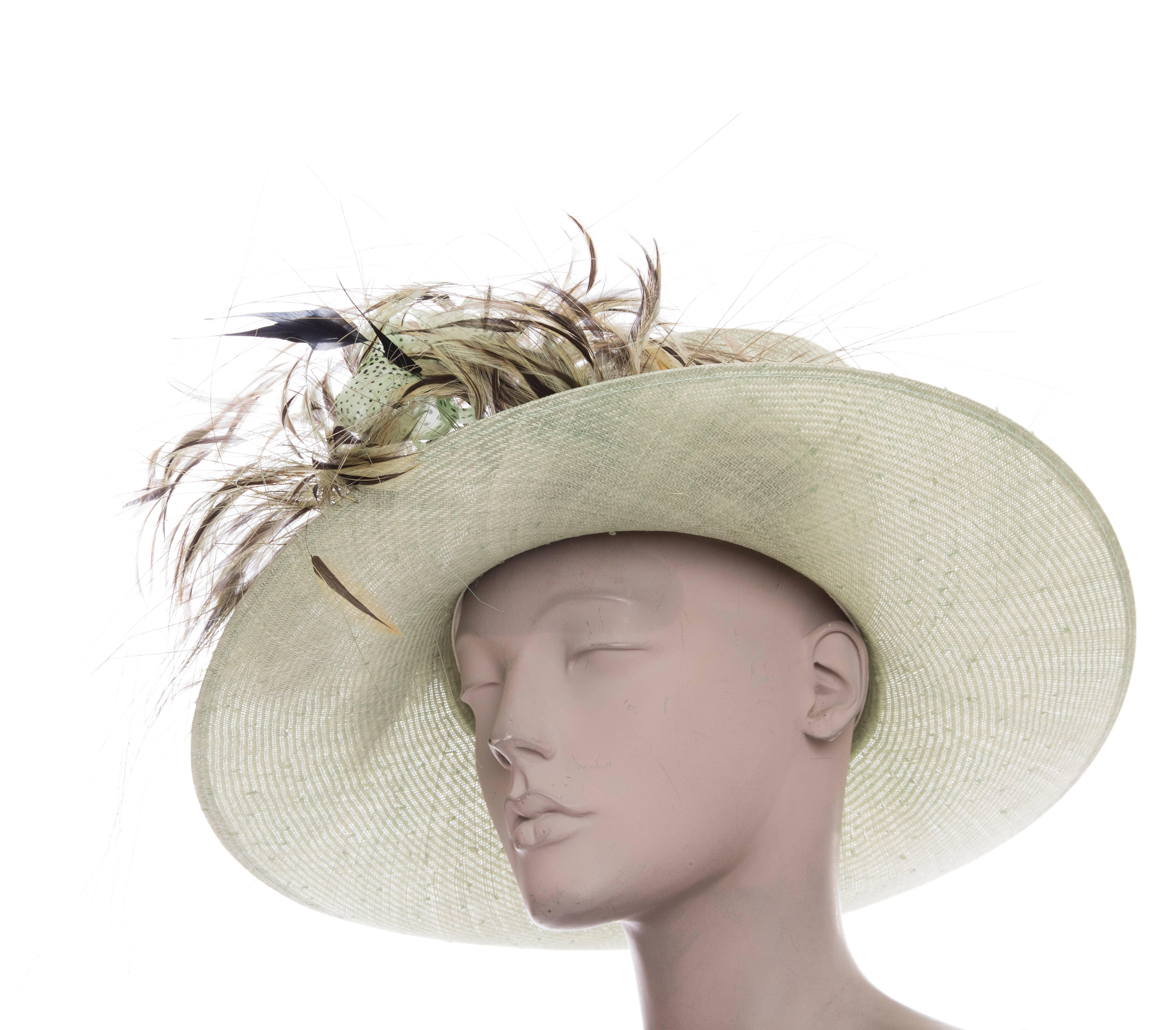 Philip Treacy Sinamay Hat With Feather Accent 2