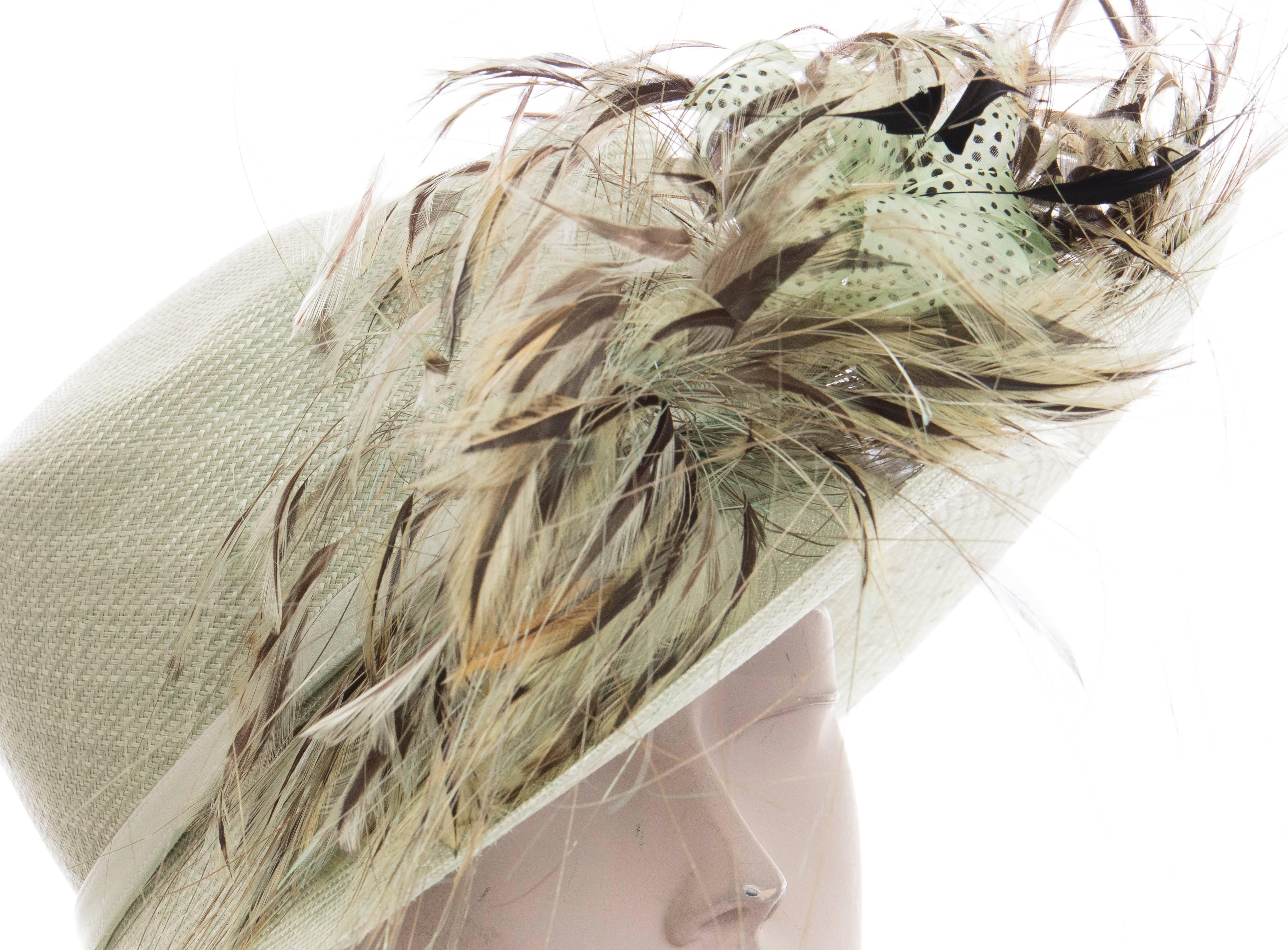 Philip Treacy Sinamay Hat With Feather Accent 4