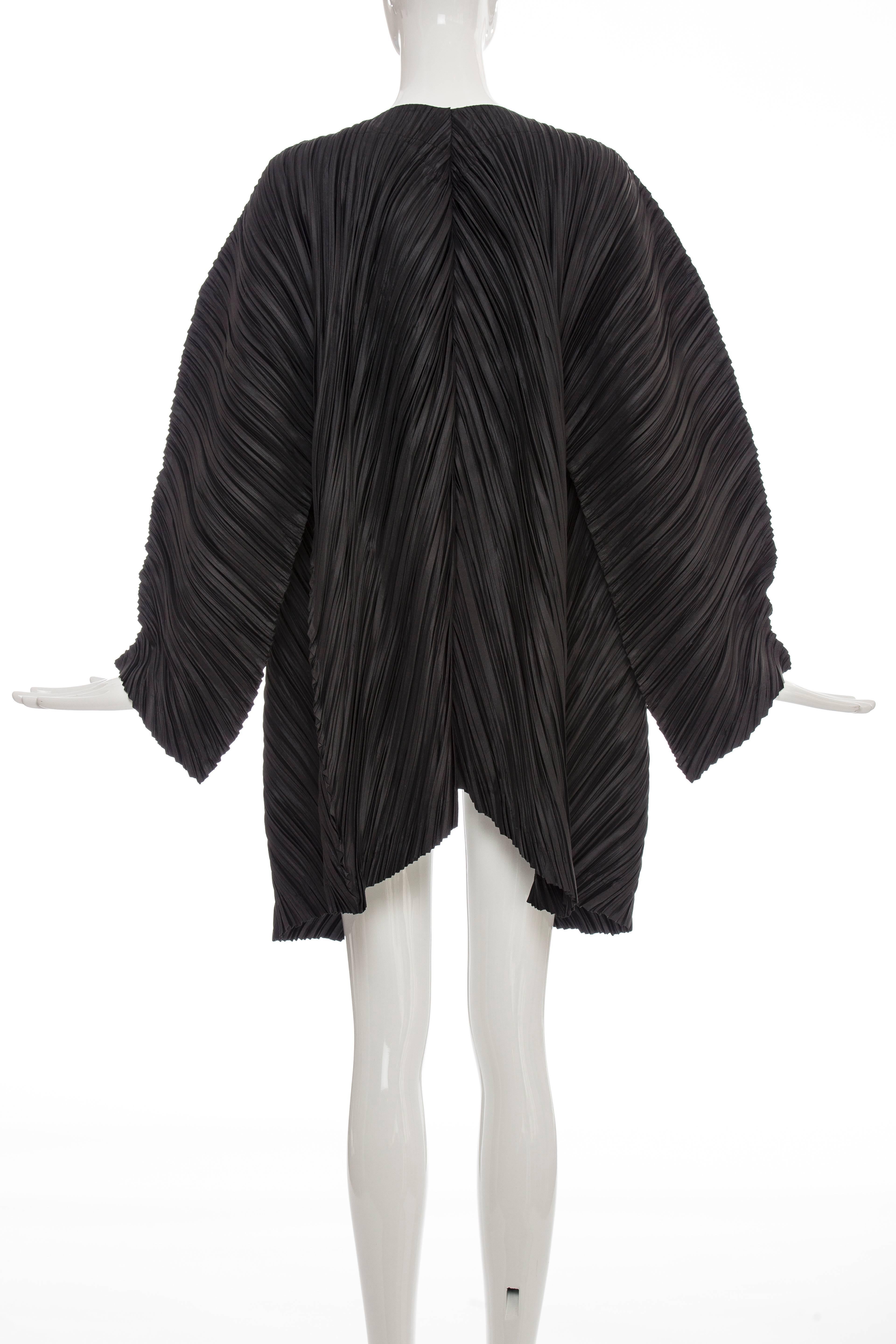 Women's Issey Miyake Black Pleated Cocoon Jacket, Spring 1995