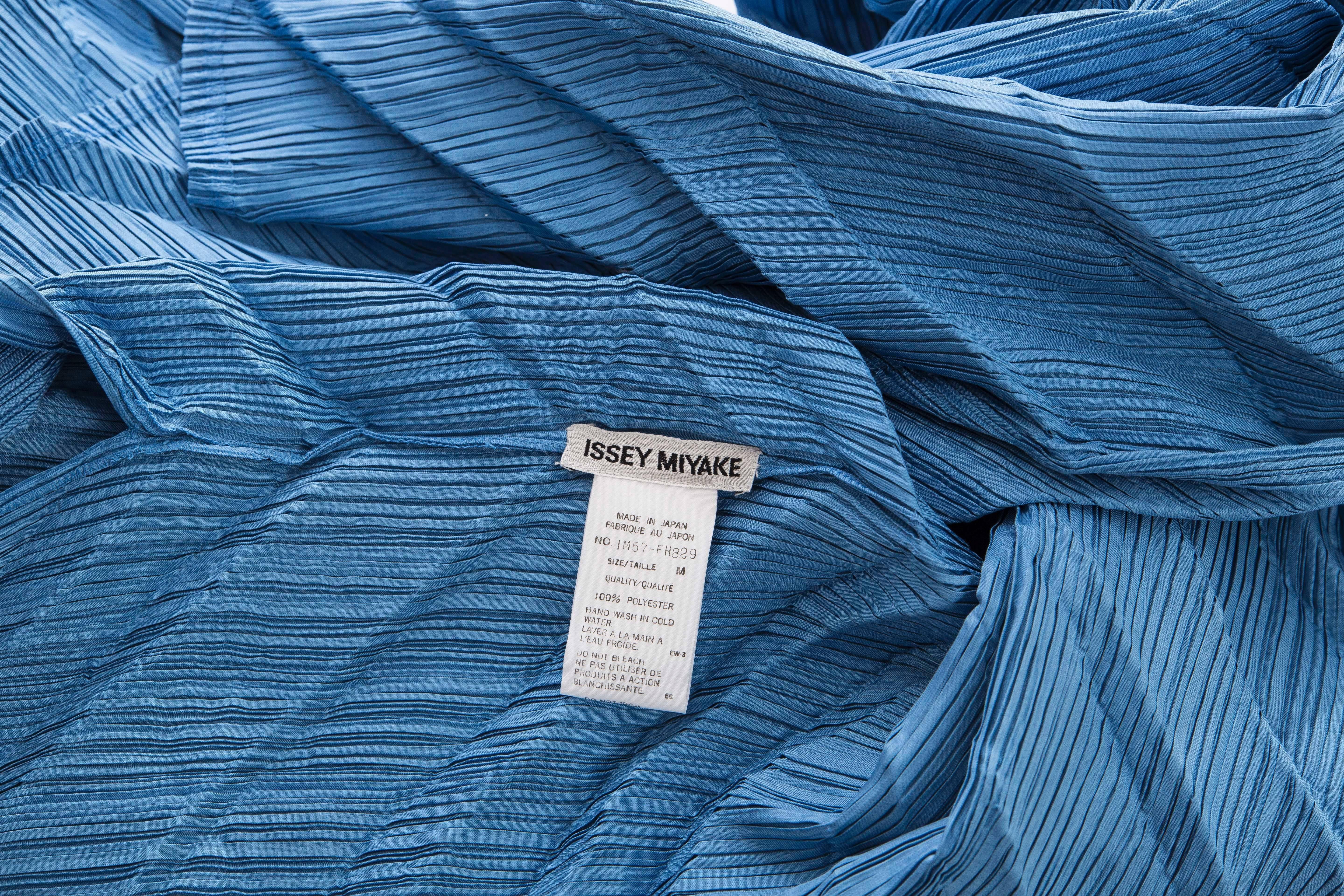 Issey Miyake Blue Pleated Sleeveless Sheath Dress, Spring 1995 4