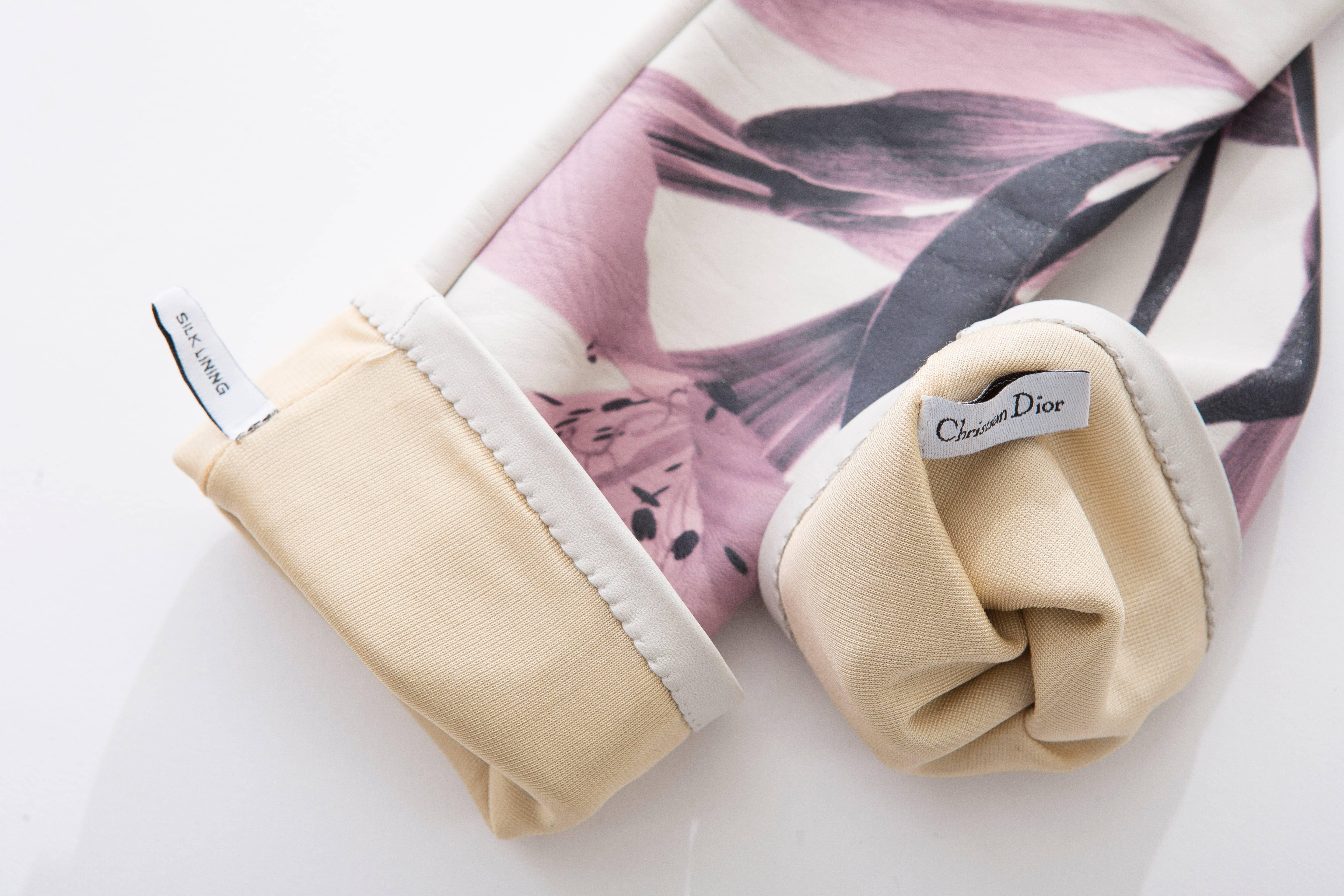  Raf Simons Christian Dior Ivory Printed Leather Gloves, Pre - Fall 2014 1