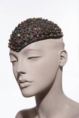 Casquette tête de mort noire en cristal Swarovski Frank Olive:: datant des années 1950