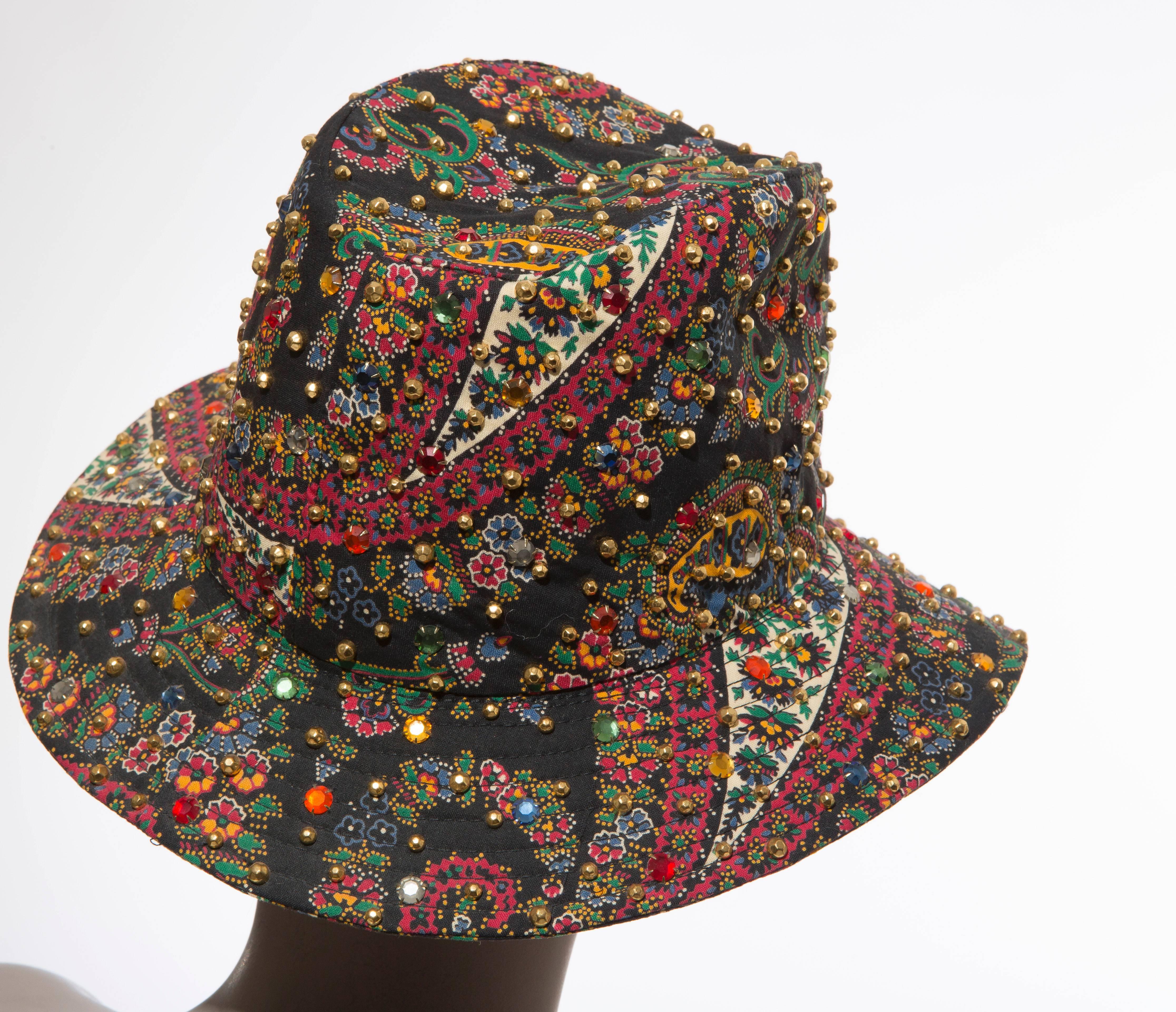 Adolfo Realites Fedora Hat With Prong Set Swarovski Crystals, Circa 1960's In Excellent Condition In Cincinnati, OH