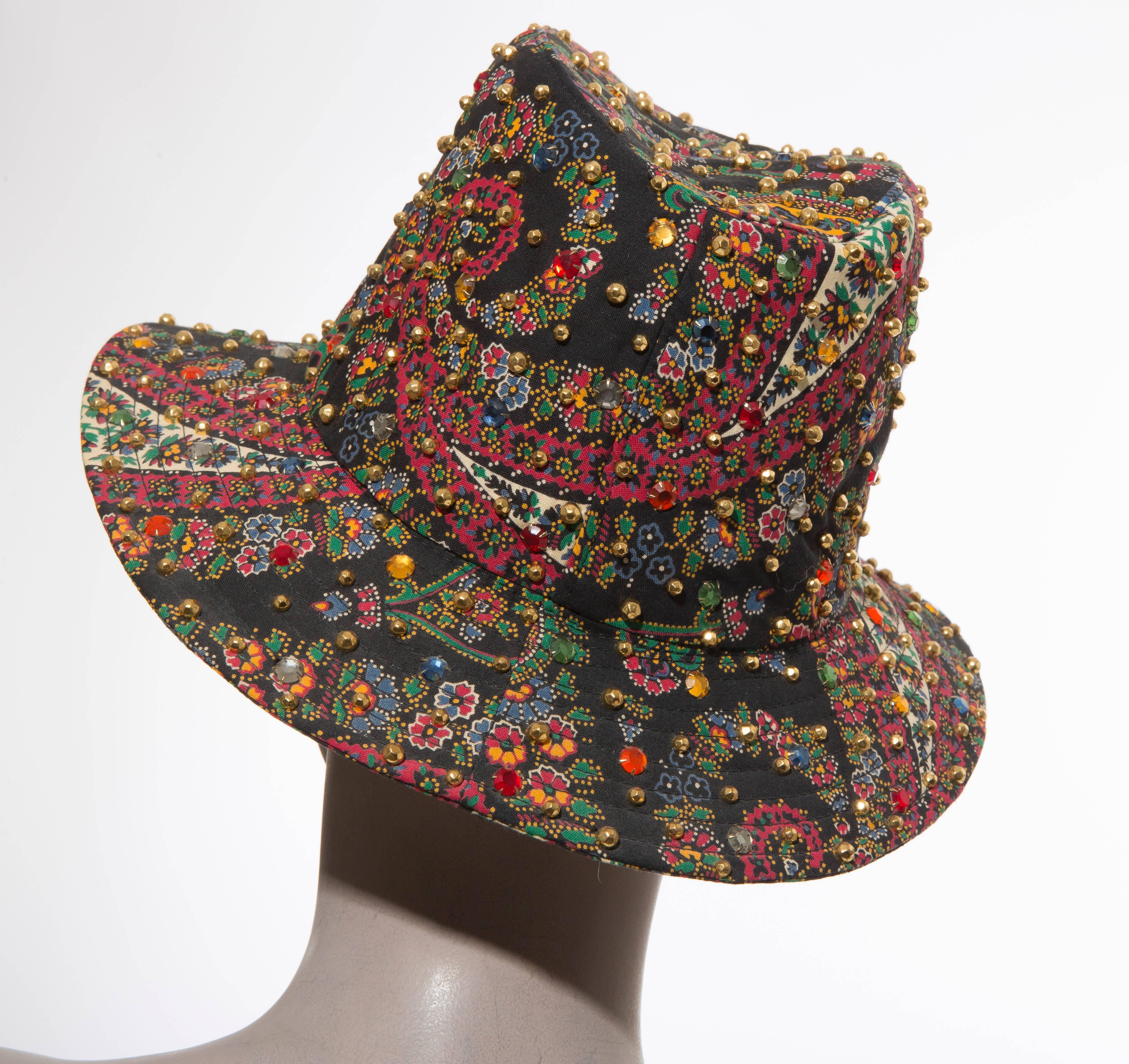 Women's Adolfo Realites Fedora Hat With Prong Set Swarovski Crystals, Circa 1960's