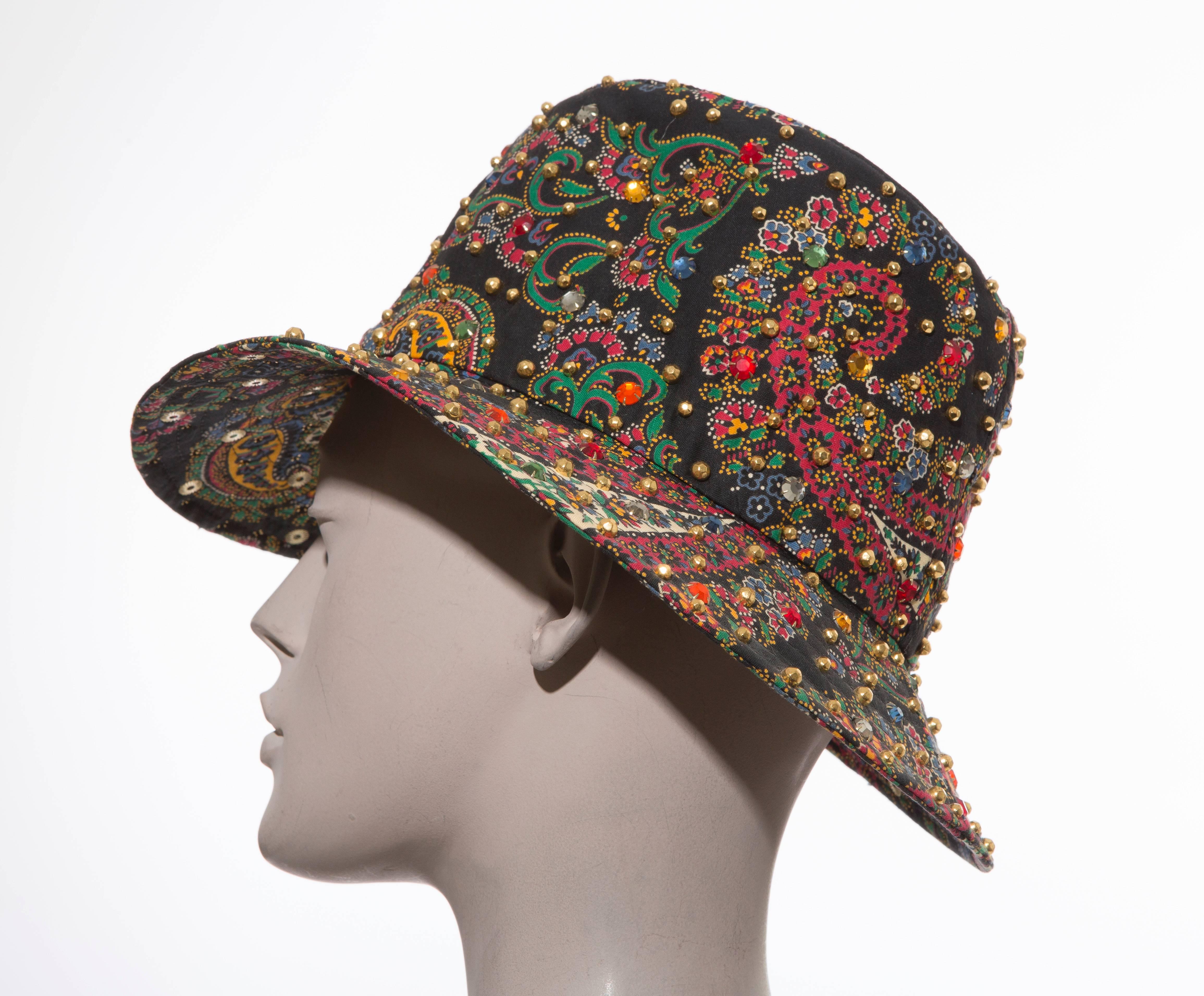 Adolfo Realites Fedora Hat With Prong Set Swarovski Crystals, Circa 1960's 1