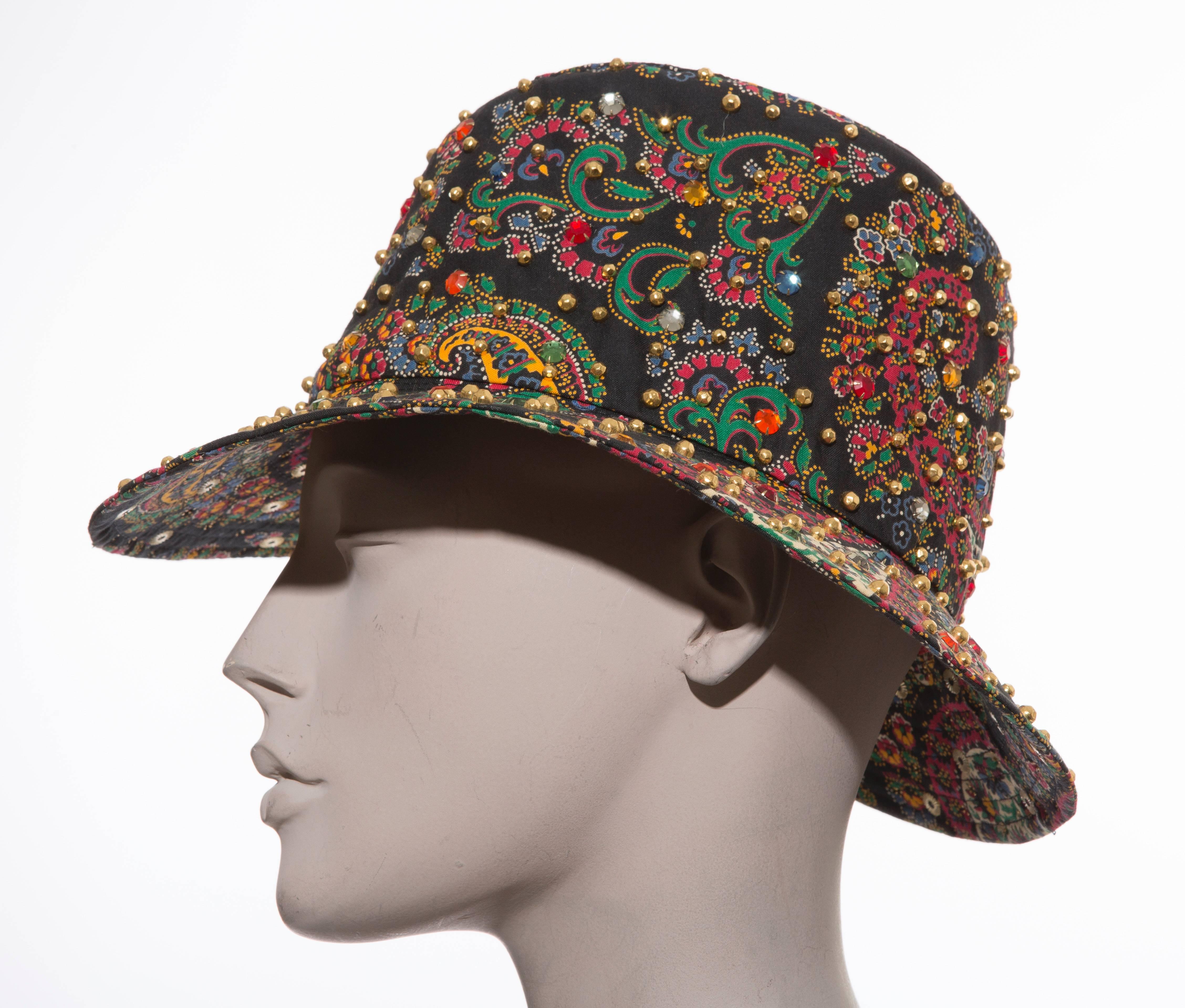 Adolfo Realites Fedora Hat With Prong Set Swarovski Crystals, Circa 1960's 3