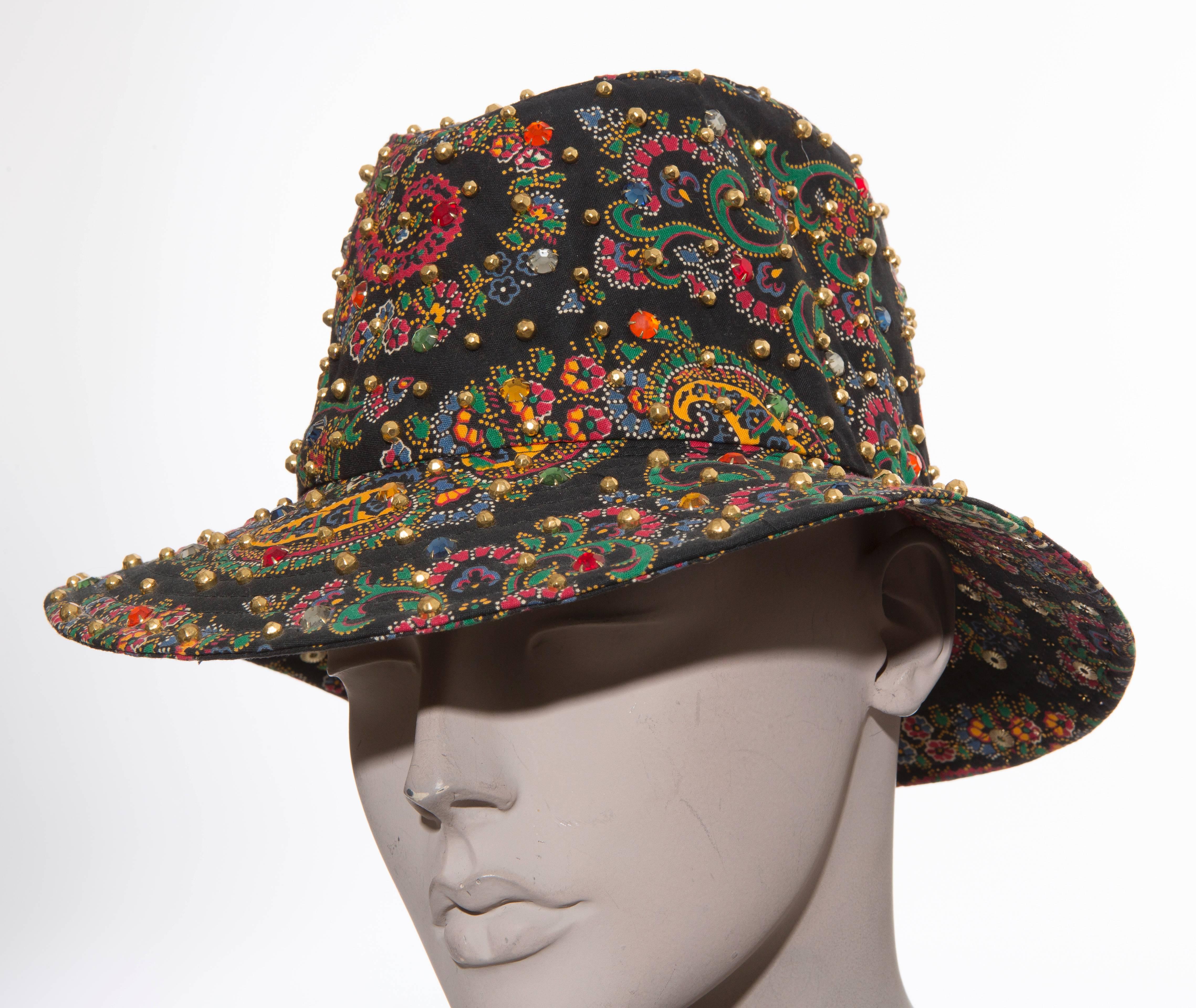 Adolfo Realites Fedora Hat With Prong Set Swarovski Crystals, Circa 1960's 4