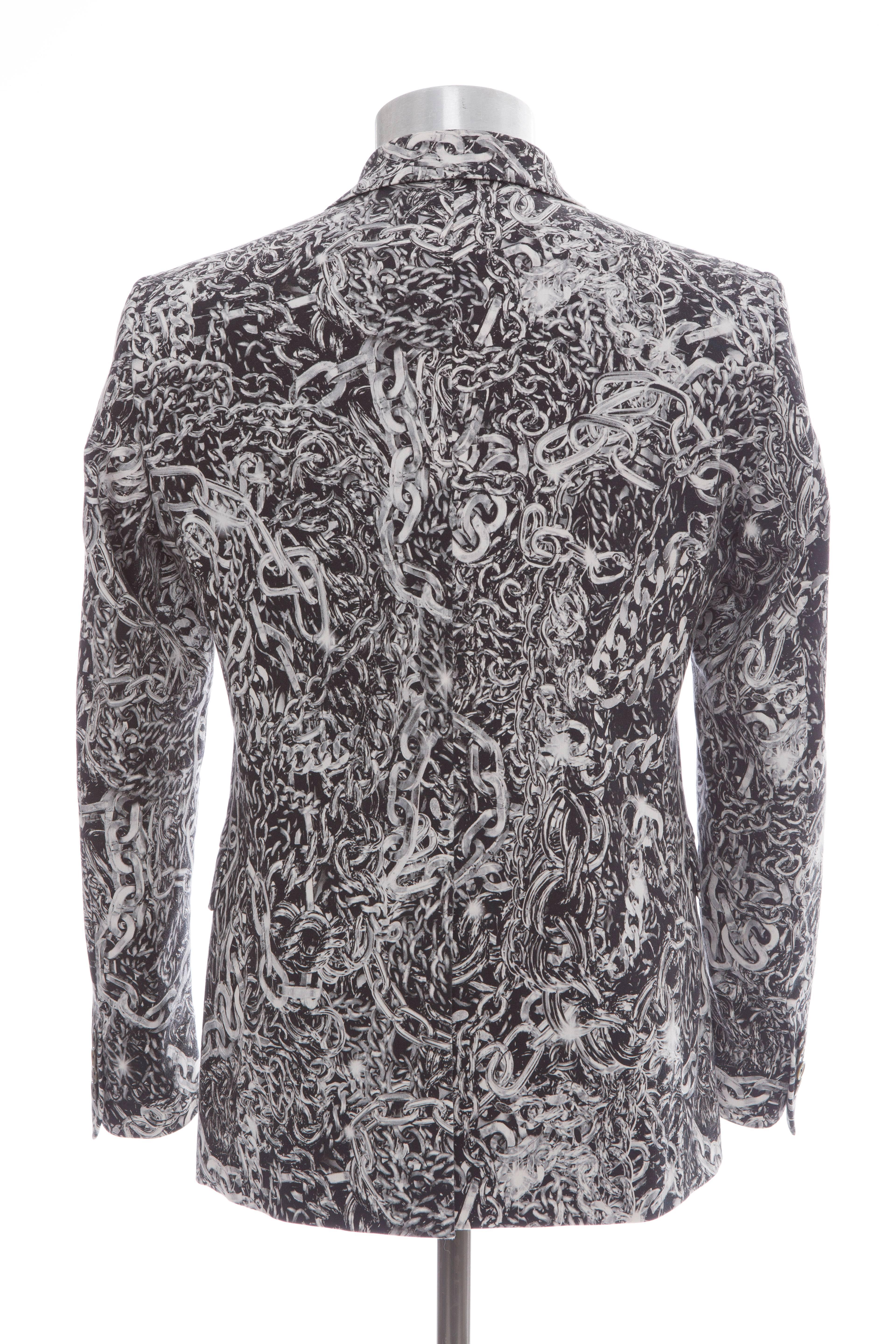 Gray Moschino Men's Cotton Chain Print Blazer, Spring 2013 For Sale