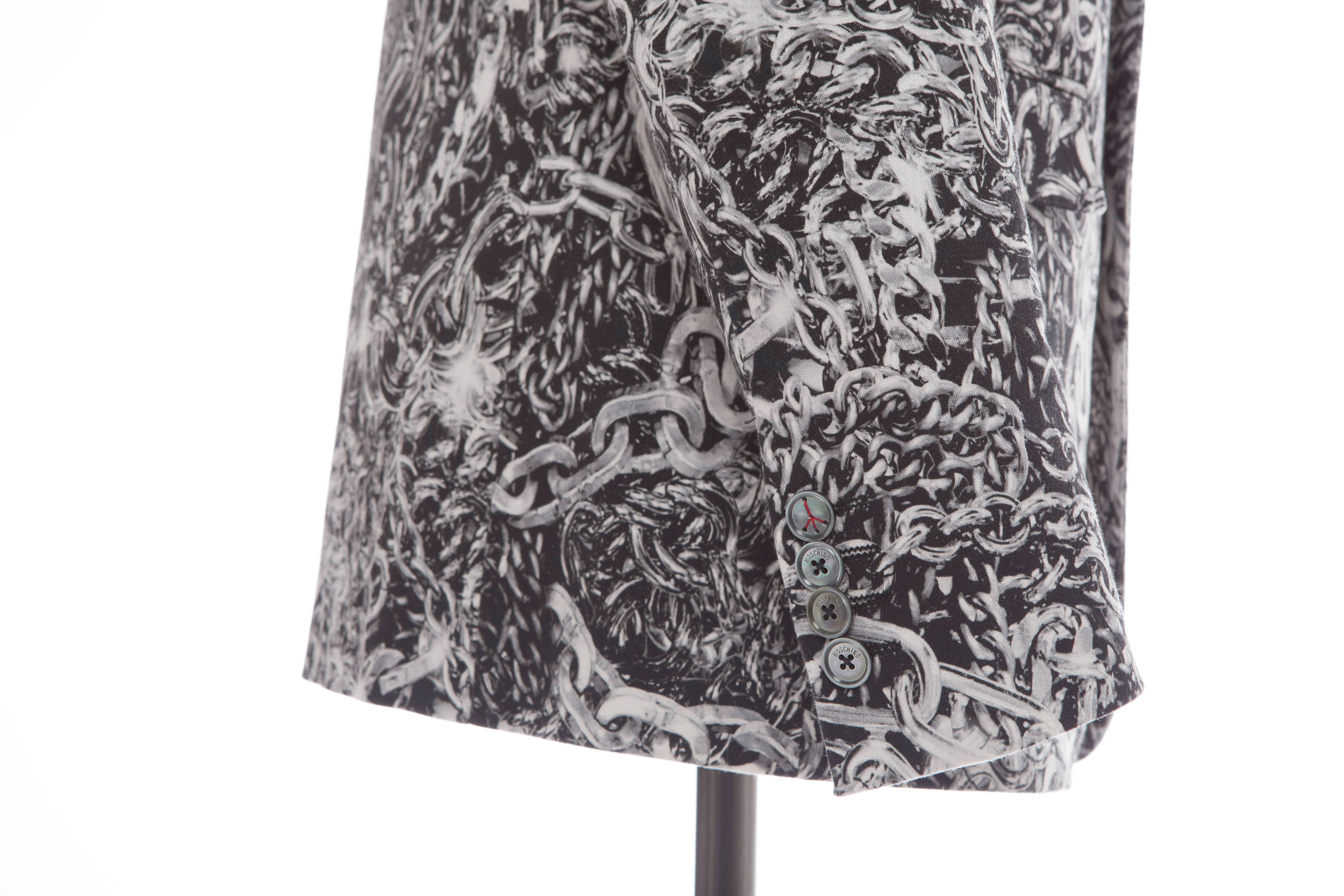 Moschino Men's Cotton Chain Print Blazer, Spring 2013 For Sale 2