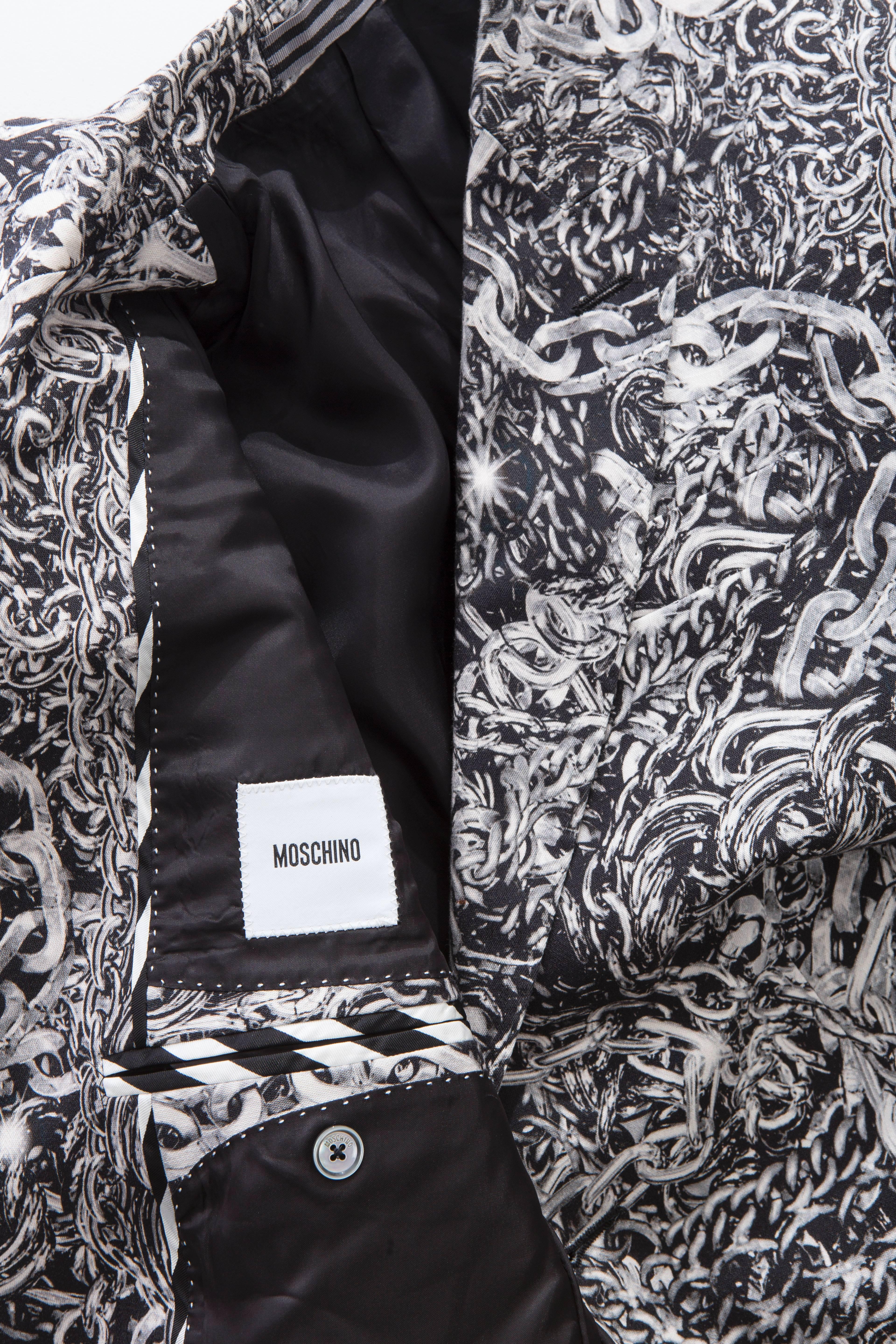 Moschino Men's Cotton Chain Print Blazer, Spring 2013 For Sale 4