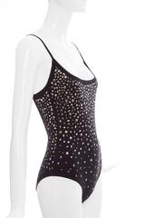 Moschino Black Nylon Spandex Bodysuit With Gold And Silver Embellishments