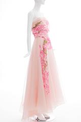 Stanley Korshak Chicago Printed Silk Chiffon Evening Dress, Circa 1950's