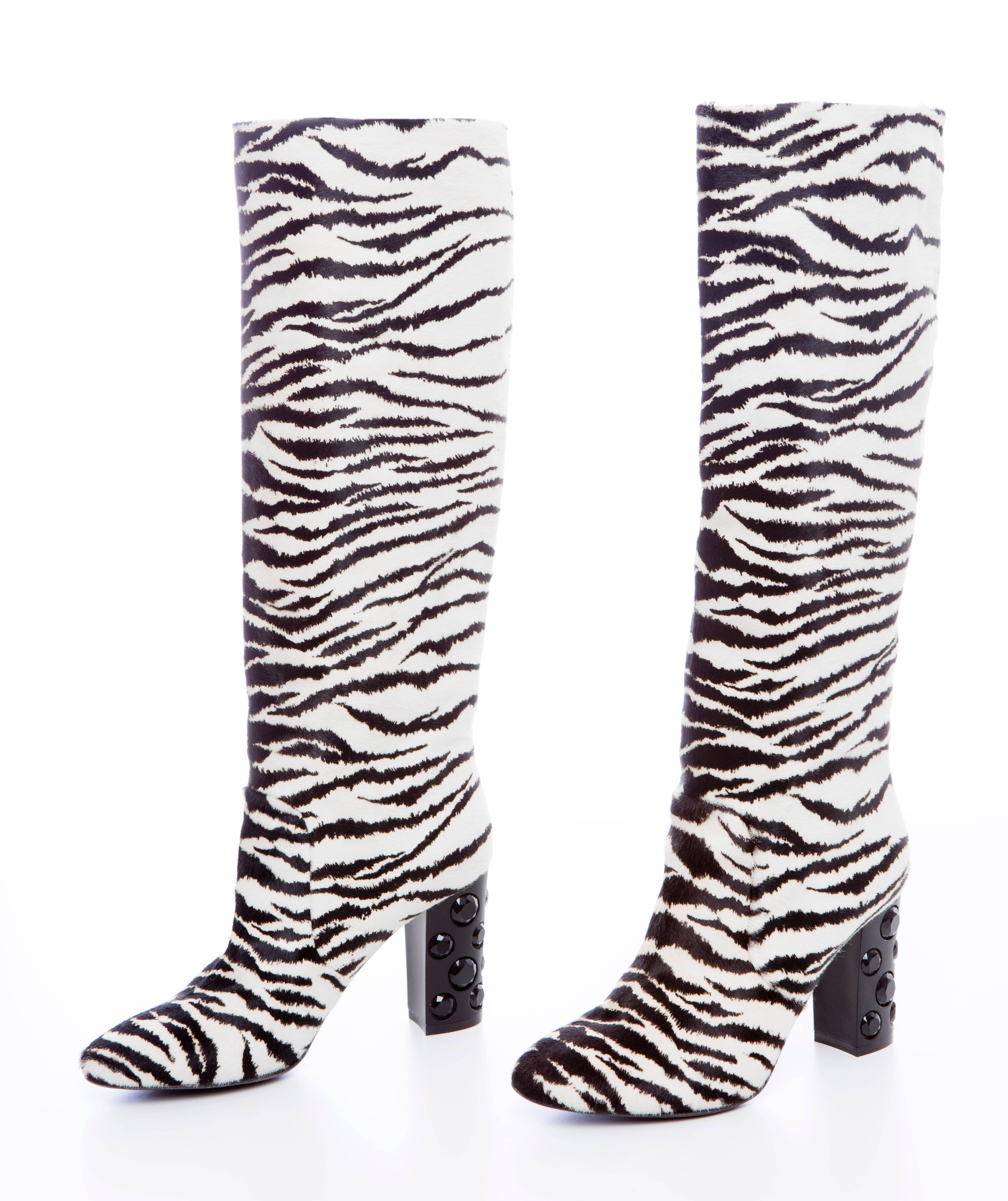 zebra heels boots