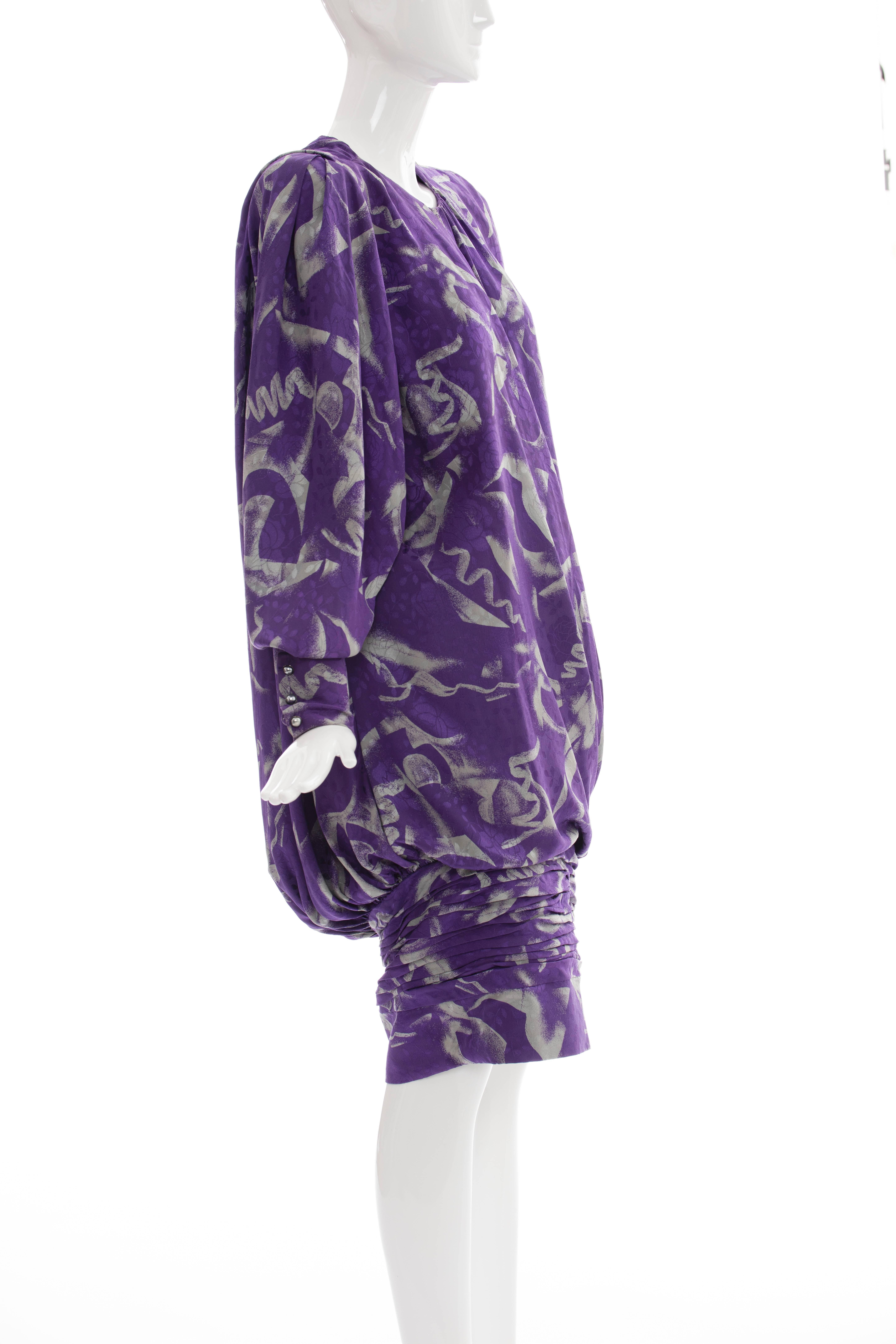 Purple Emanuel Ungaro Runway Haute Couture Balloon Collection Dress Fall, Circa: 1980's For Sale